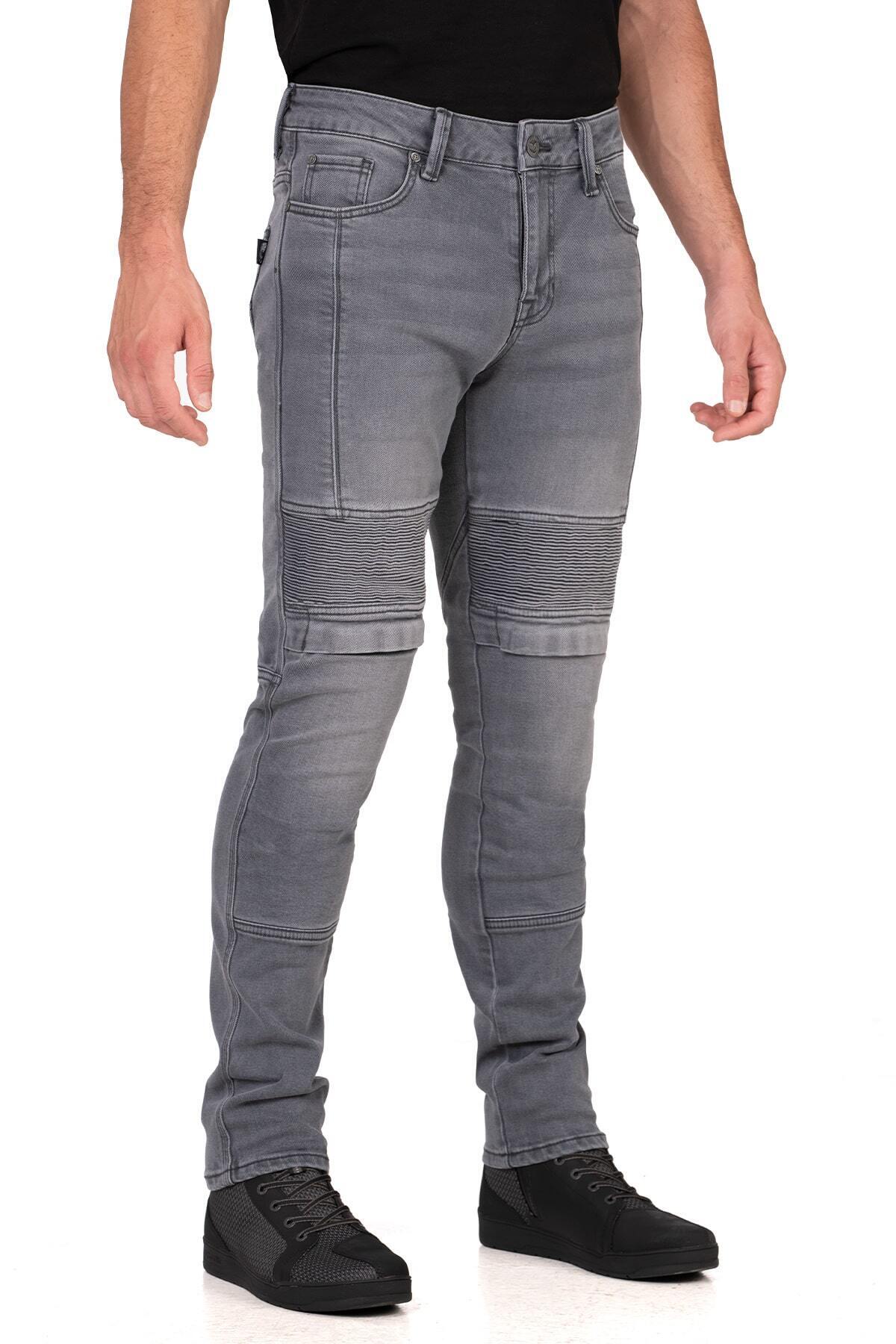 The Biker Jeans Iron Shield Flexi Grey Korumalı Motosiklet Kot Pantolonu Erkek