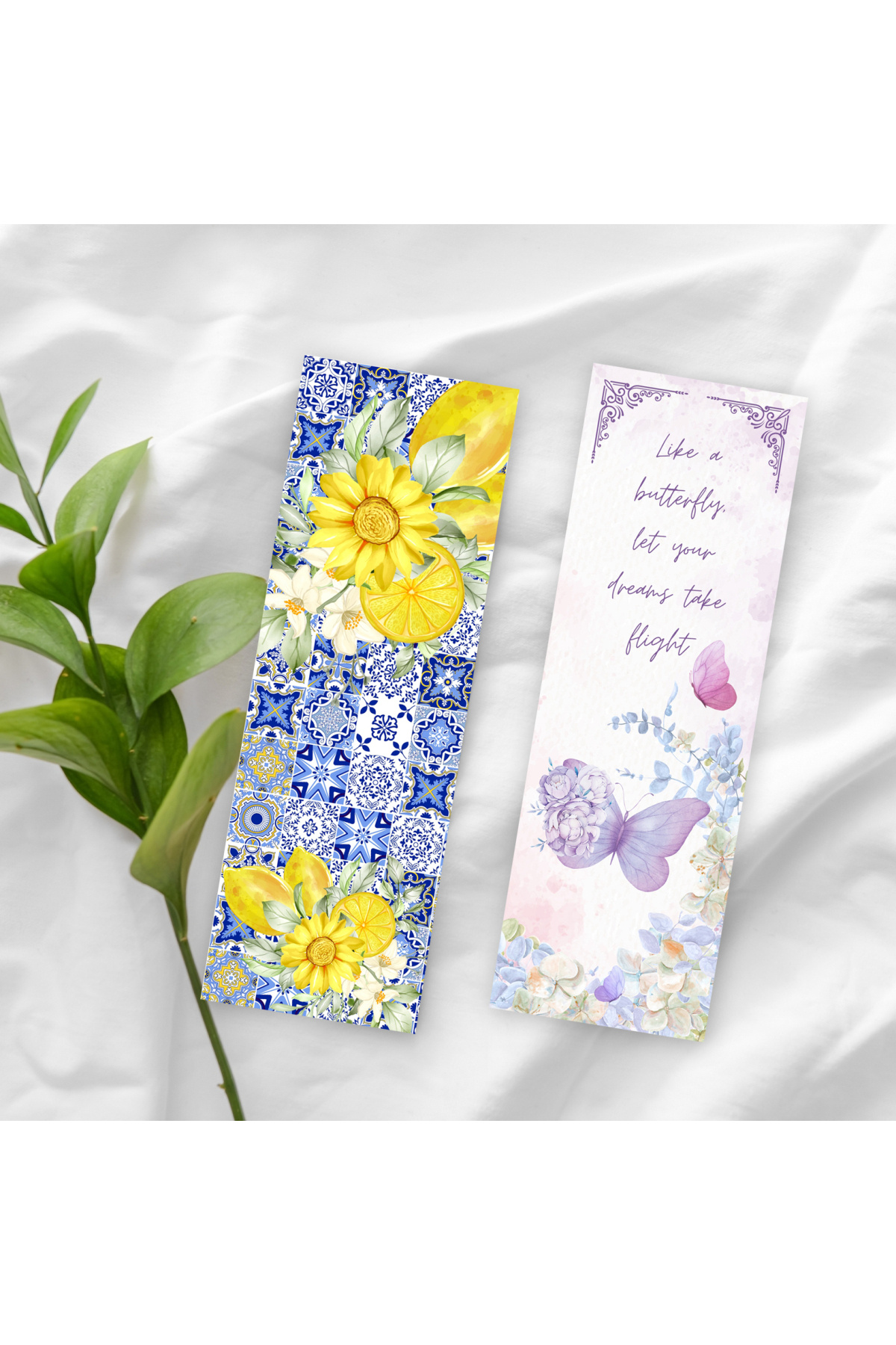 Bimotif 2 adet kitap ayracı seti, Flowers - Çini