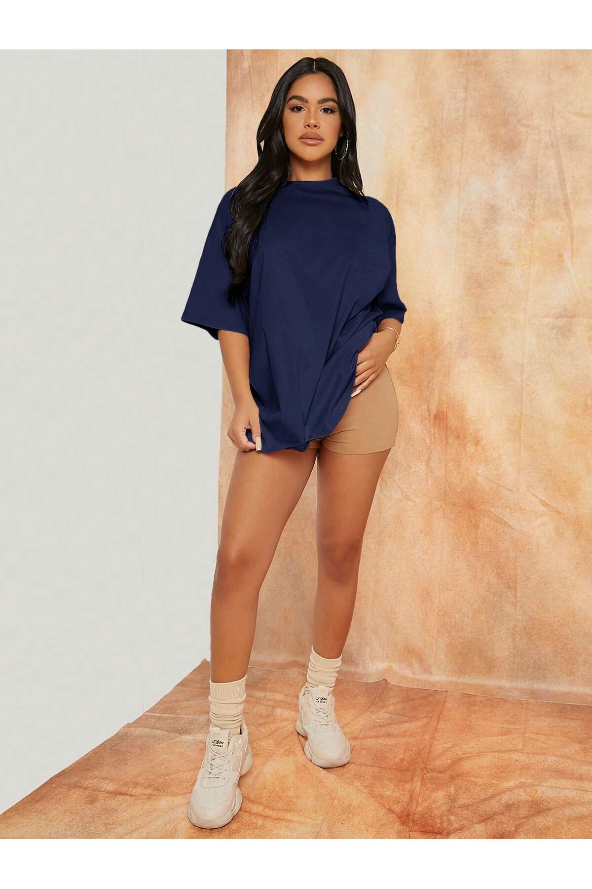 DAXİS Sportwear Company KADIN Rahat Kesim Bisiklet Yaka Tişört görsel 4