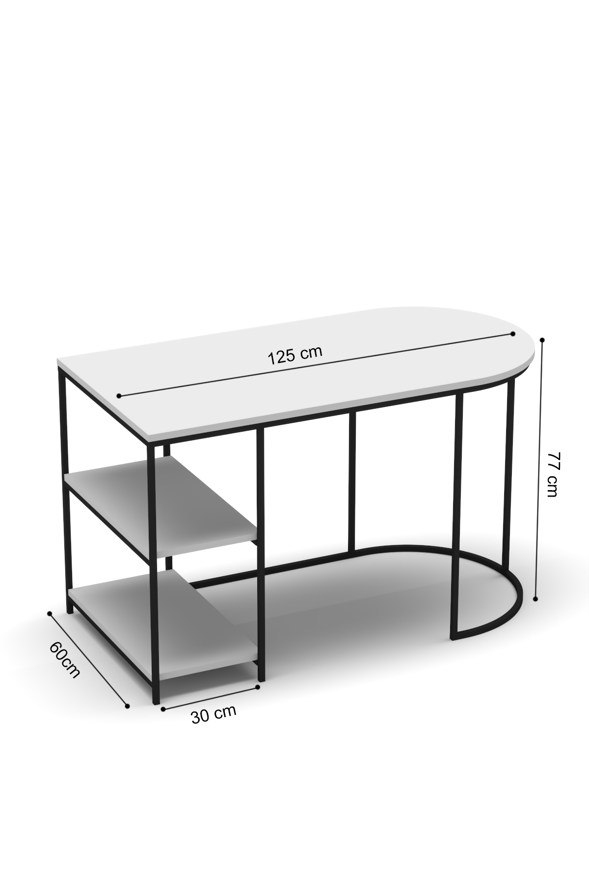 Goldfalez Dolunay Çalışma Masası Beyaz 125 cm görsel 2