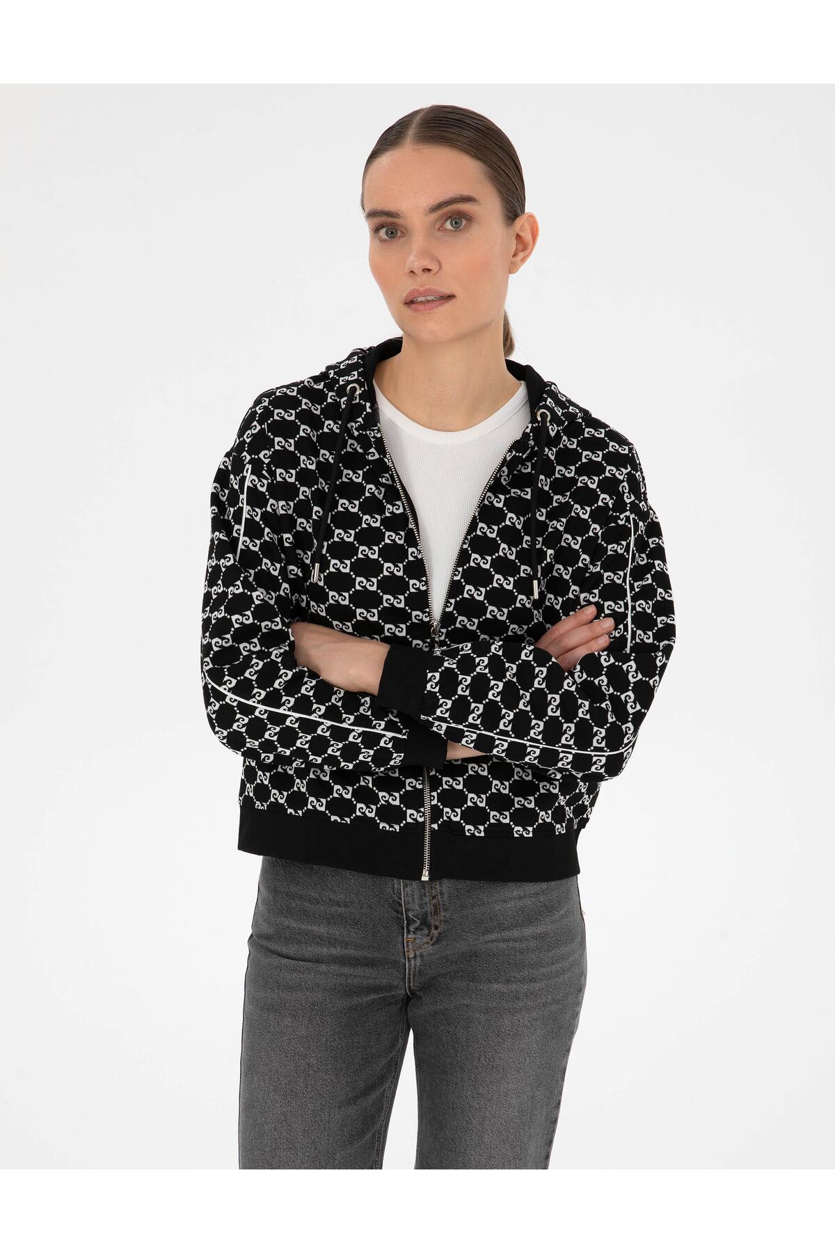 Pierre Cardin  Siyah Comfort Fit Fermuarlı Sweatshirt 50309116-VR046 - Görsel 3