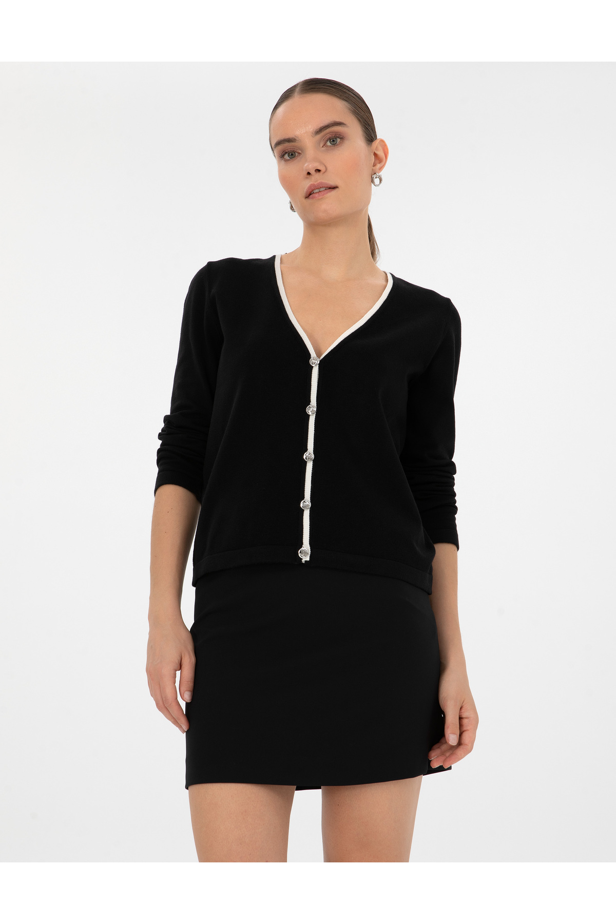 Pierre Cardin  Siyah Slim Fit Triko Hırka 50310986-VR046 - Görsel 3