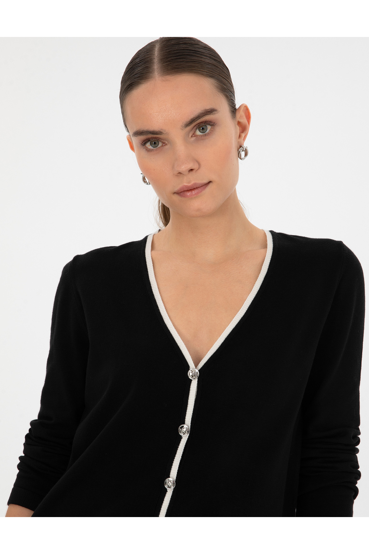 Pierre Cardin  Siyah Slim Fit Triko Hırka 50310986-VR046 - Görsel 2