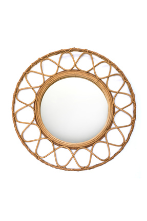 GOGOWOOD Yuvarlak İlmek Form Bambu Ayna - Yuvarlak Bambu Hasır Duvar Aynası –...