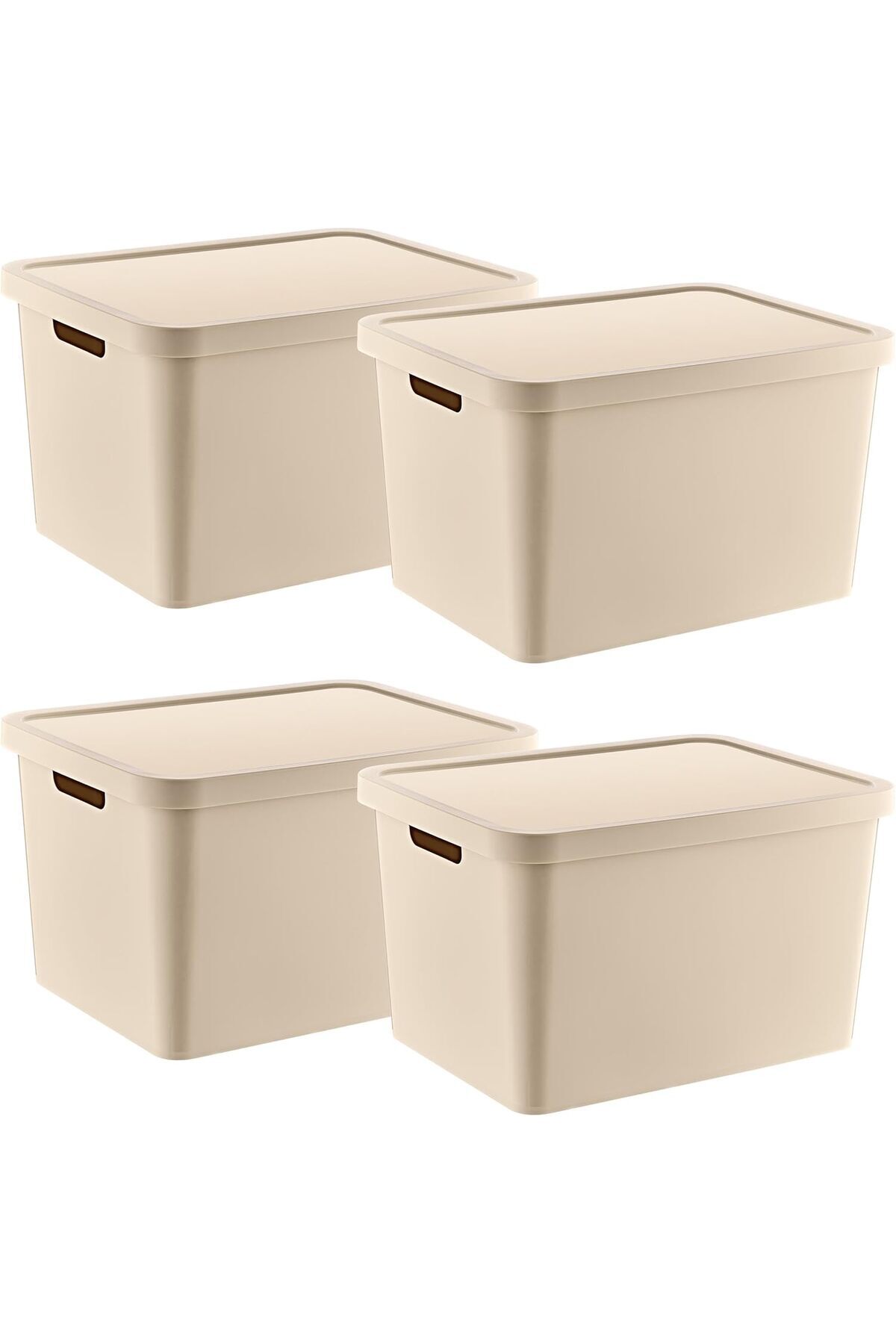 AC BOX-Set of 4 Stafi Multi-Purpose Box with Lid Latte 18 Lt - Latte, Multi-Purpose Box with Lid, E 1