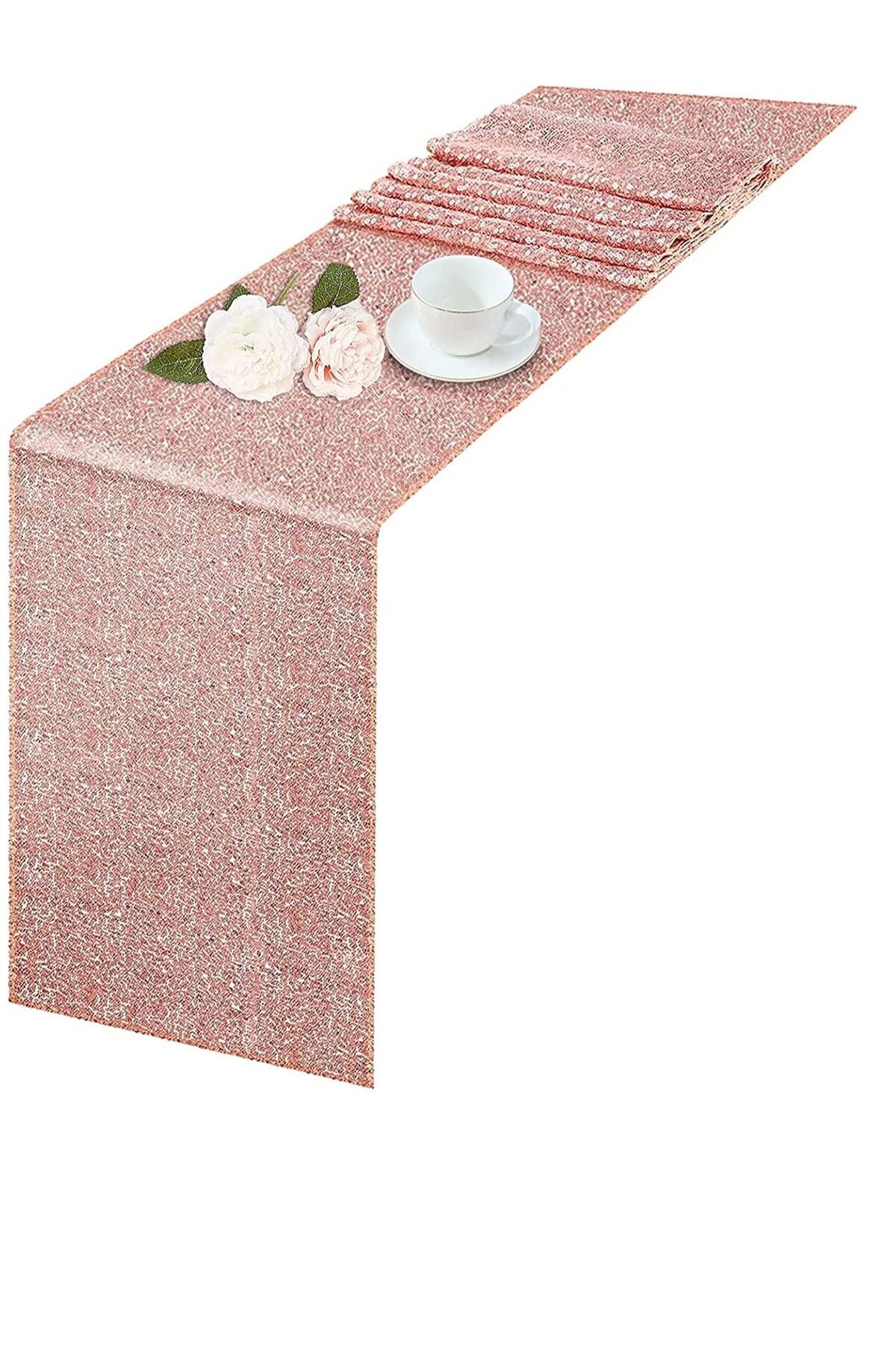 Generic-SYOSI Satin Table Runner, Sequin Table Runner Rose Gold Sequin Table Cloth for Rectangle Tables Spa 1