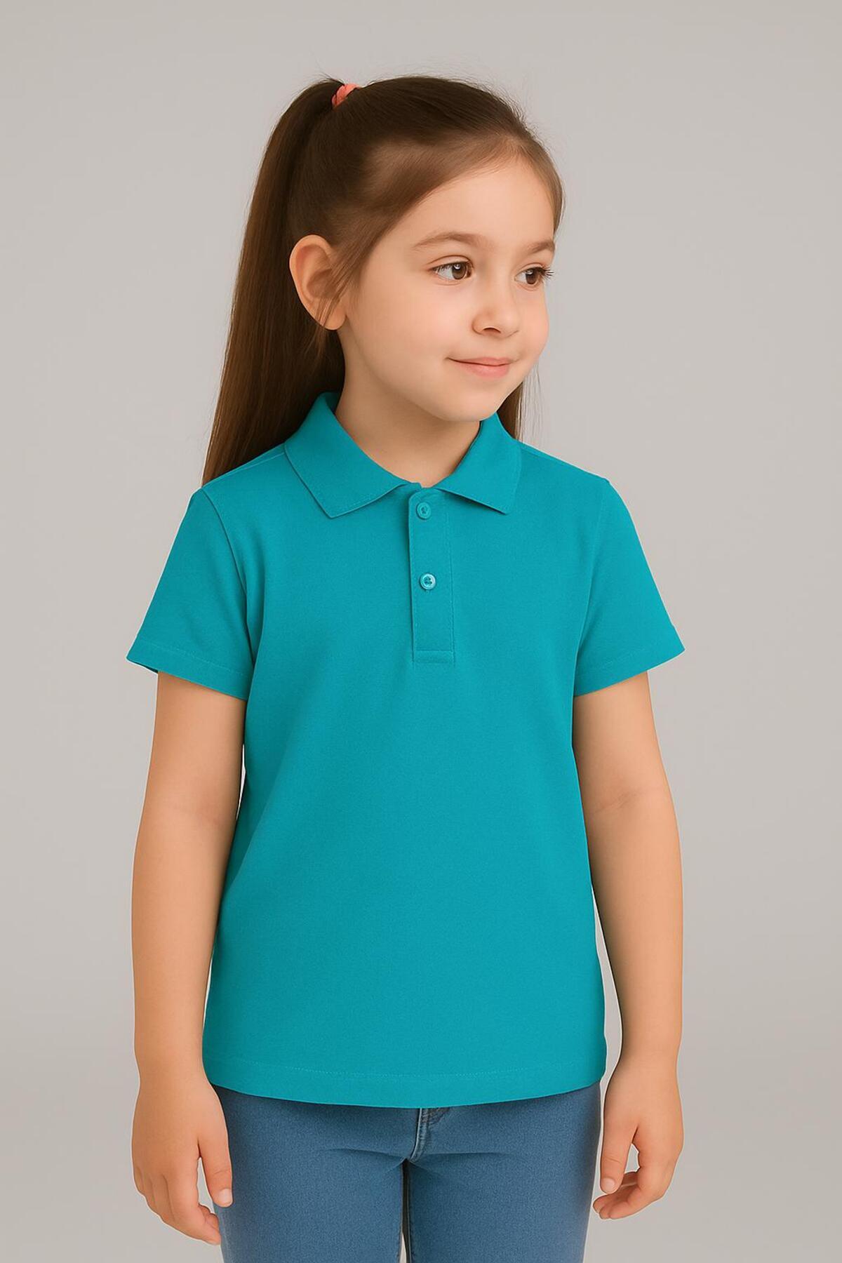 FERRY BUTİK Unisex Children's Polo Neck Short Sleeve School T-Shirt