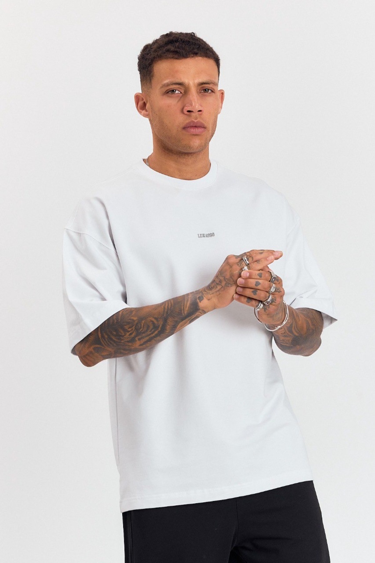 İLKCET MODA Lenasso Front Print Men's Oversize Tshirt- Trendyol