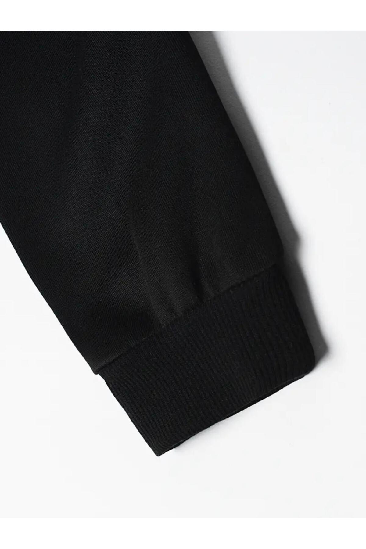 Daxia  Kapşonlu Oversize Mevsimlik Siyah Hırka ( YENİ ÜRÜN ) - Görsel 3