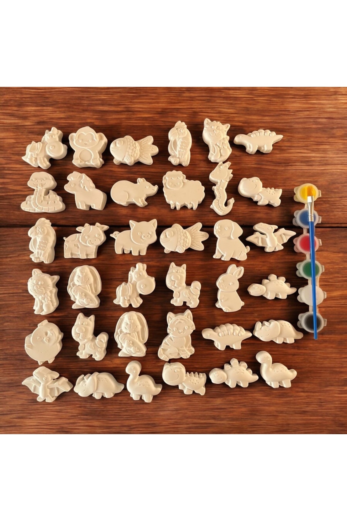 magnocandles 36 adet 3D taş boyama hayvan figürleri çocuk gelişim etkinlik taş boyama seti zoo painting