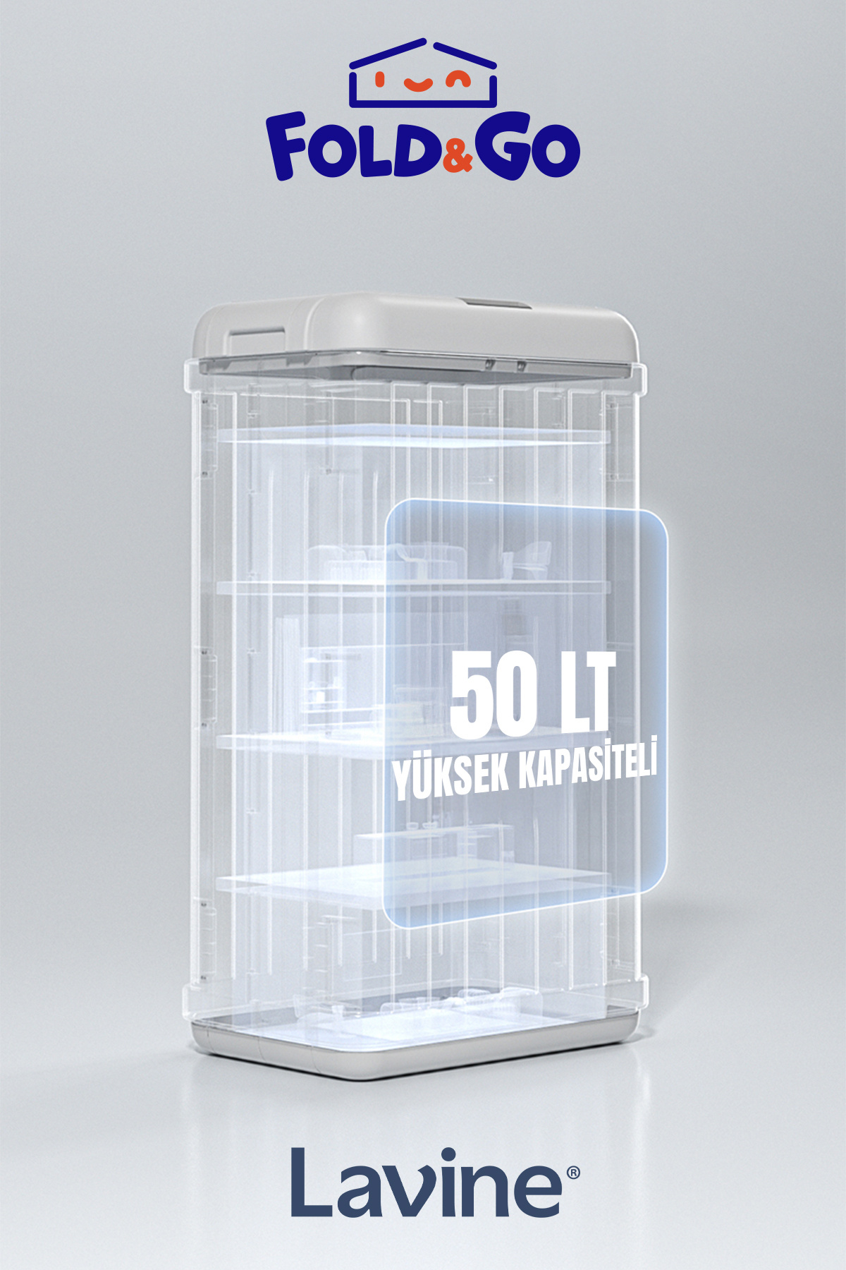 FORSACE-50 Lt Sensor Trash Can Portable Foldable Large Size Premium White 3