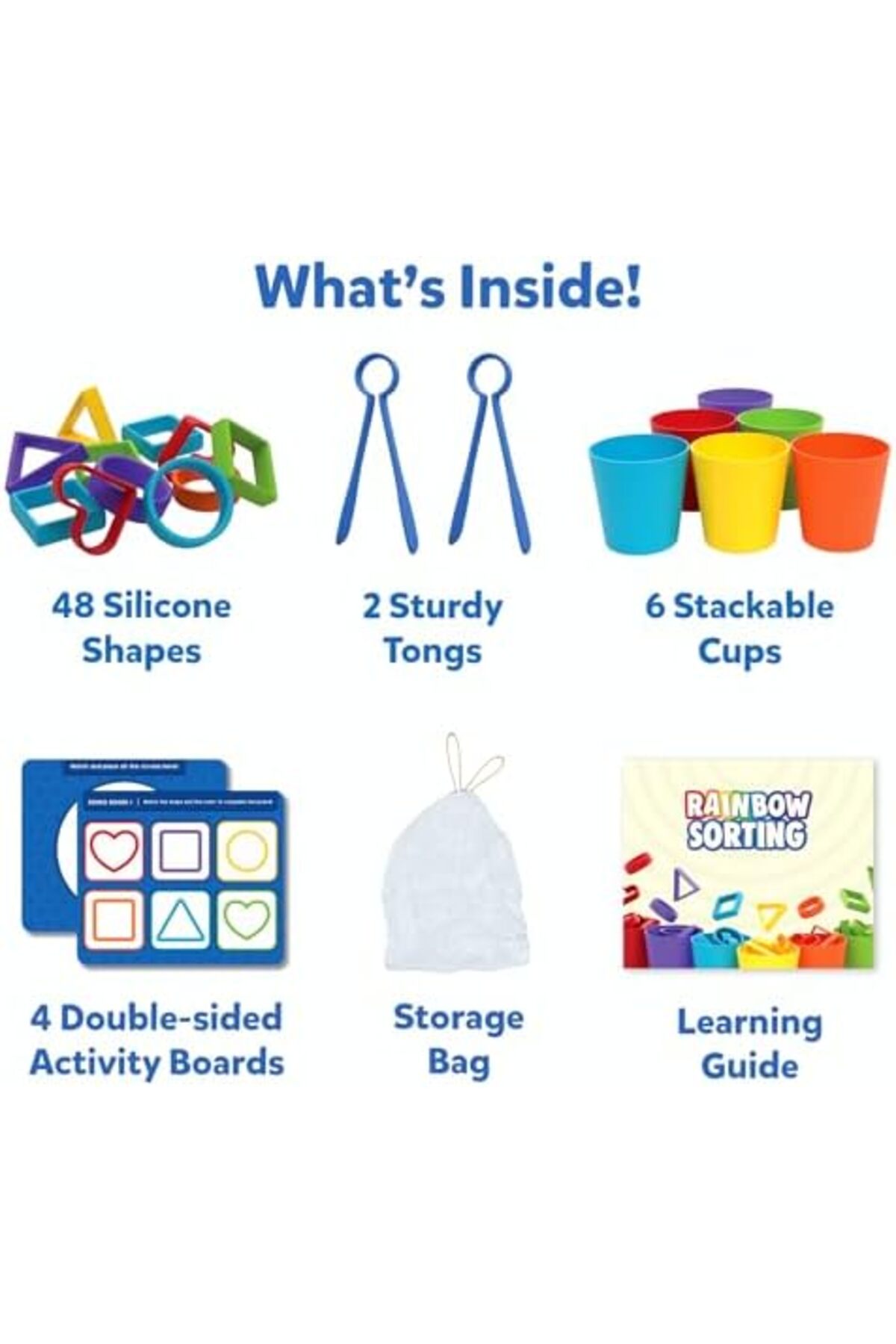 بازی آموزشی مرتب‌سازی با تخته سیلیکونی رنگین‌کمان – اسباب‌بازی آموزشی برای یادگیری مرتب‌سازی، شمارش و دنباله‌سازی