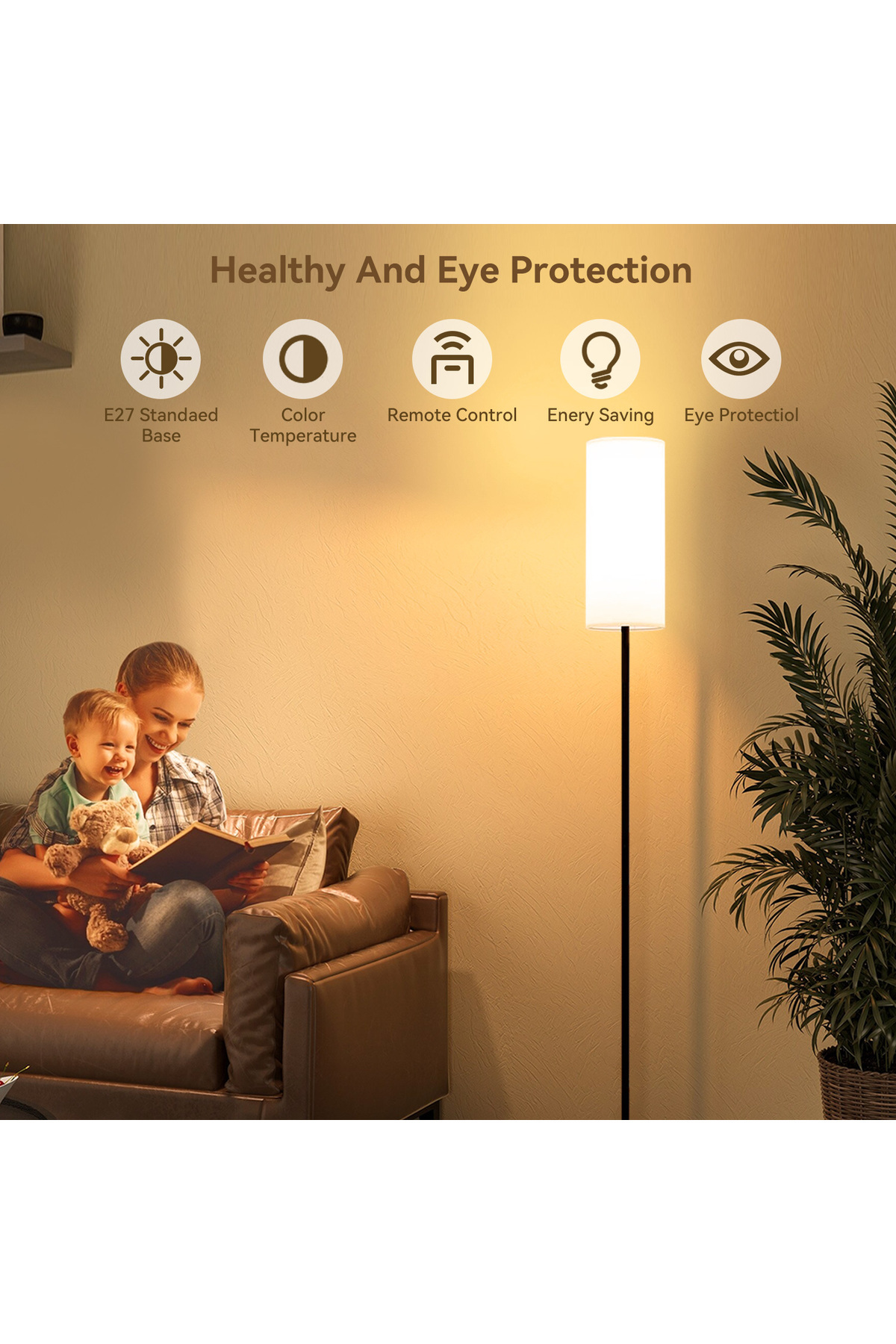 Sheinhome-Floor Lamp App-Controlled & Remote, 12W LED Dimmable Tall Standing Lamp with Timer 4