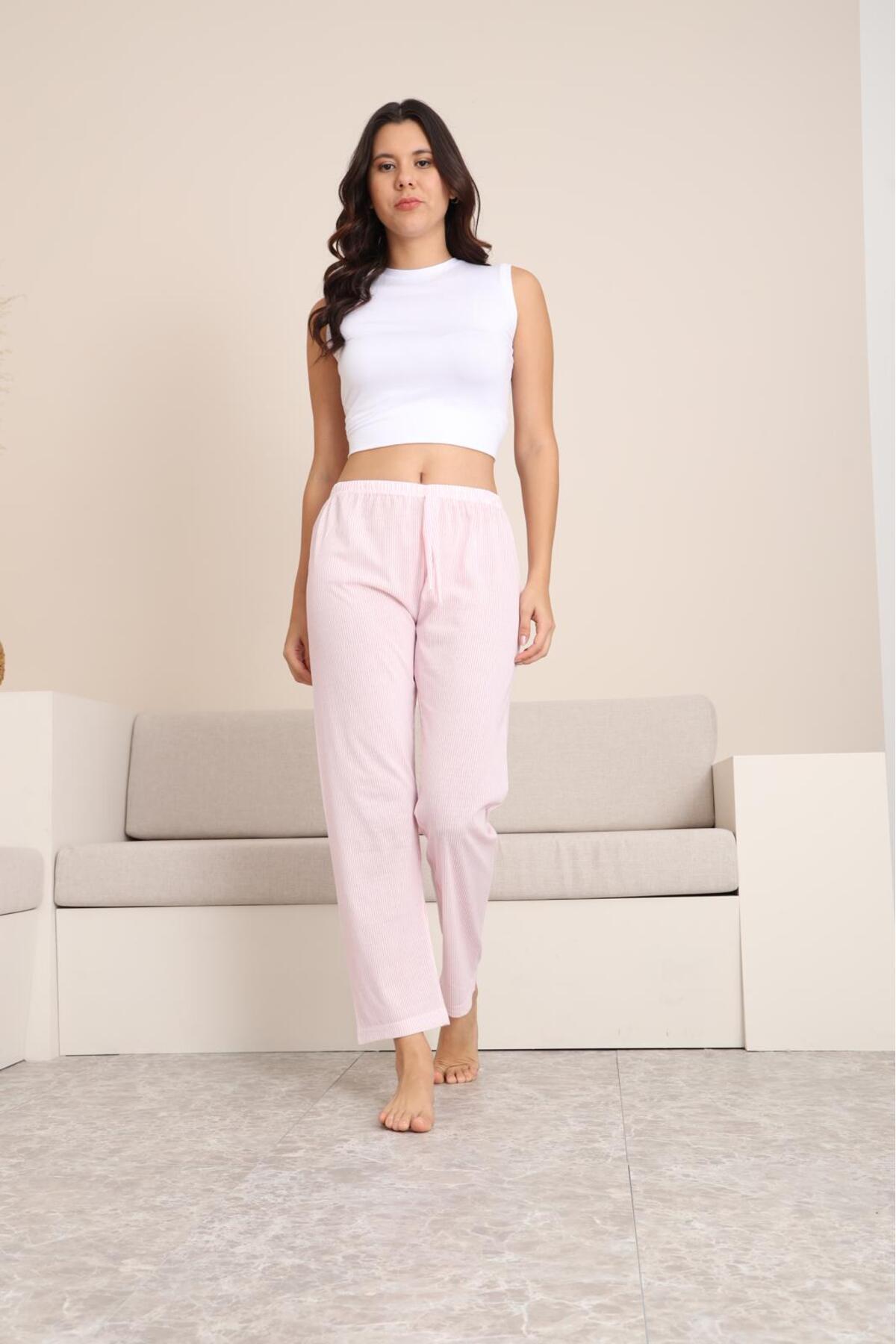 STELLAPİNK PEMBE BEYAZ ÇİZGİLİ PİJAMA ALTI - PEMBE