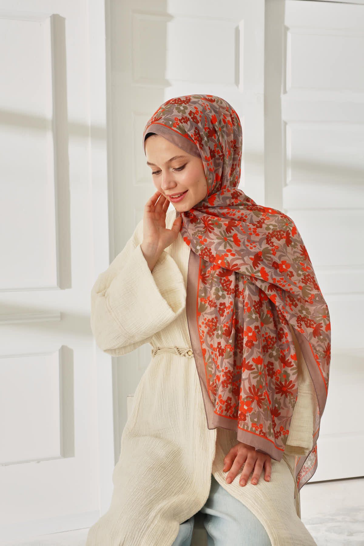 Silk Home-شال ناعم منقوش 70019-03 3