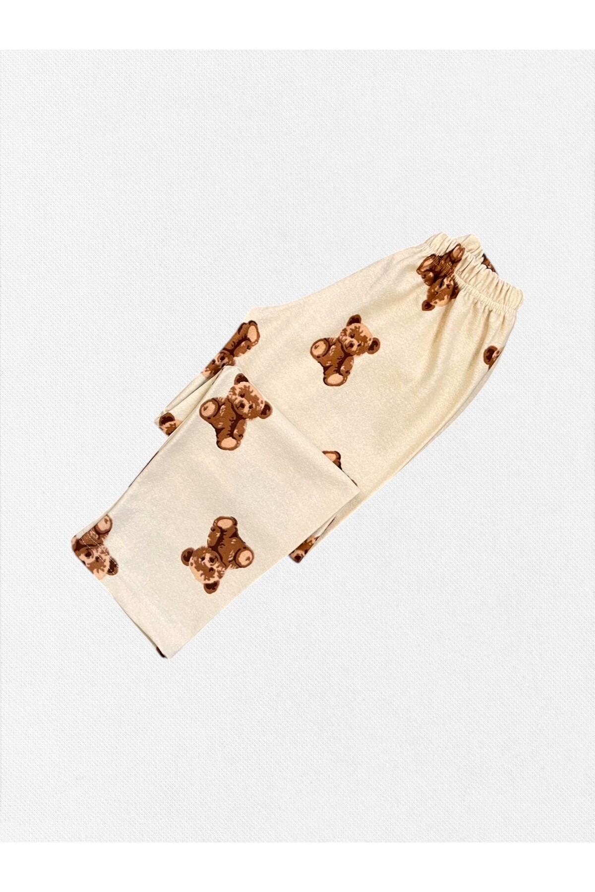 Fil Kids Kız Çocuk Pamuklu Kumaş Süet Bej Ayıcık Desenli Uyku Bantlı Biyeli Gömlek Yaka Pijama Takımı fotoğrafı 7 (önizleme)