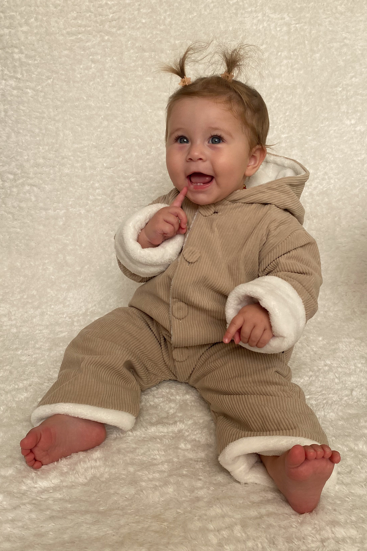 Baby Animals Kız Erkek Unisex Mevsimlik Çift Kat Kadife Ultrasoft Şapkalı Bebek Çocuk Uyku Tulumu Astronot Tulum fotoğrafı 2 (önizleme)