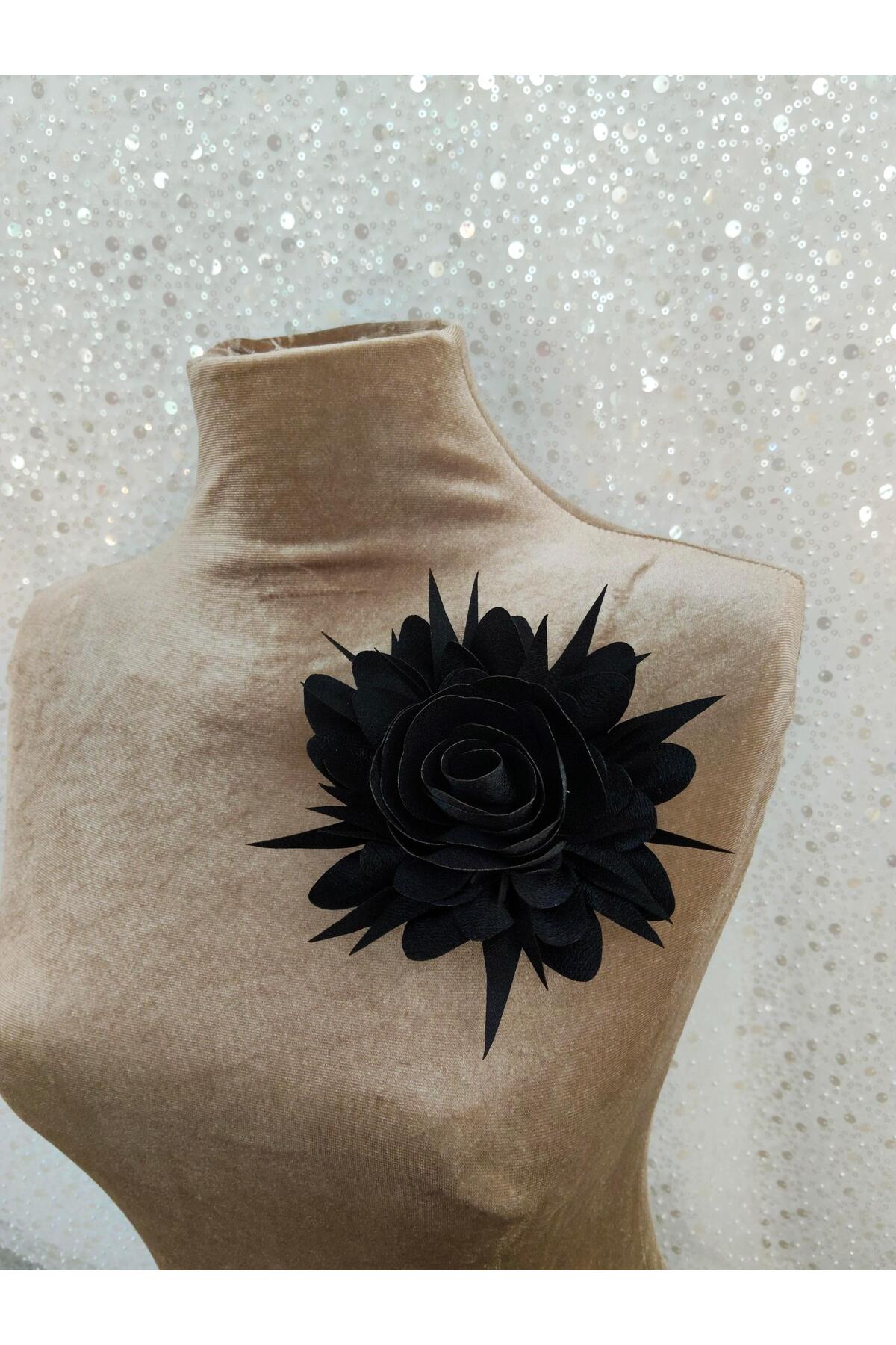 Black Large Flower Brooch – Evening Dress, Blouse & Jacket Accessory