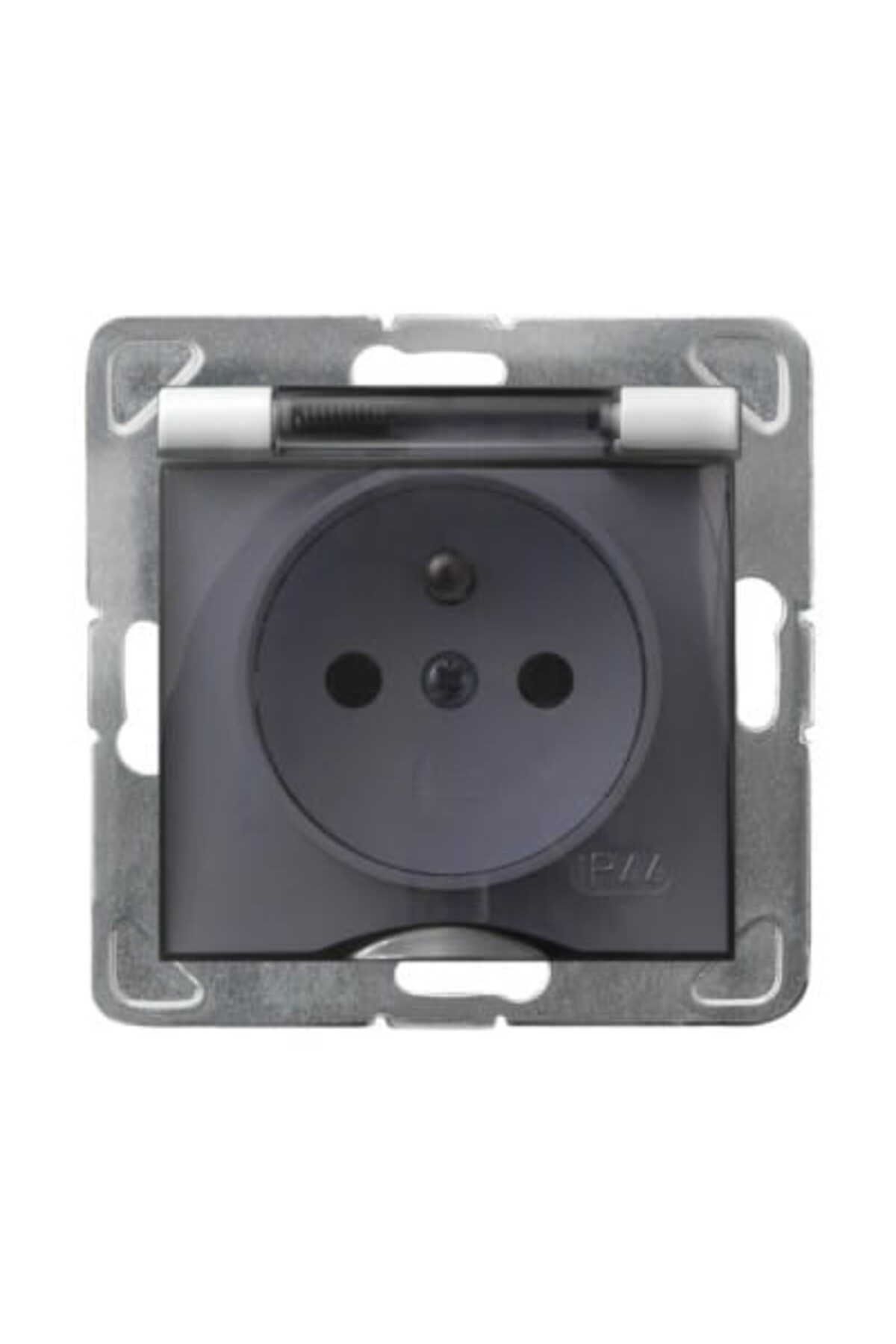 OSPEL-Impresja white p/t single socket with grounding 2P+Z IP44 white flap without frame 1