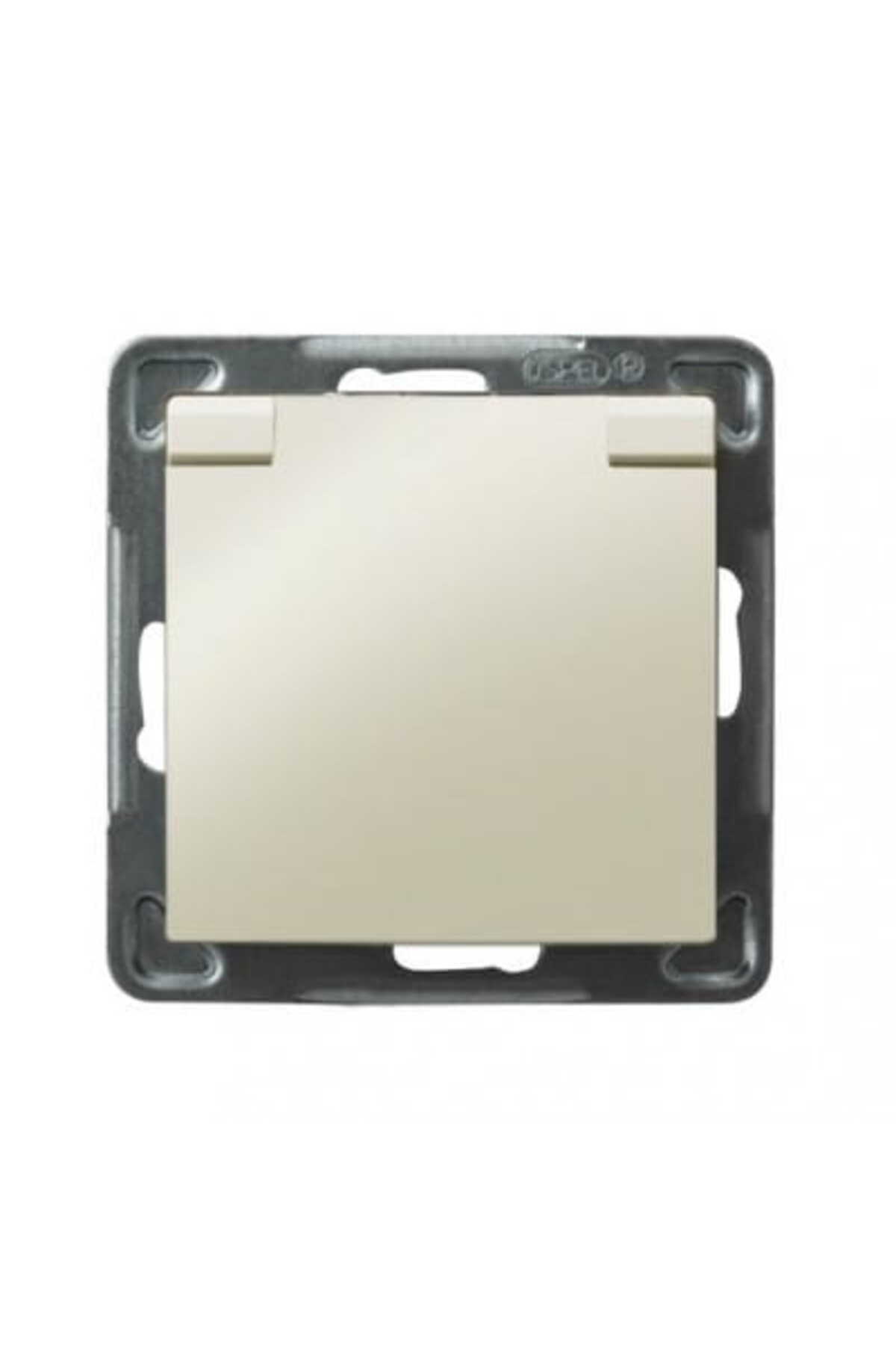 OSPEL-Impresja ecru p/t single socket with grounding 2P+Z IP44 ecru flap without frame 3