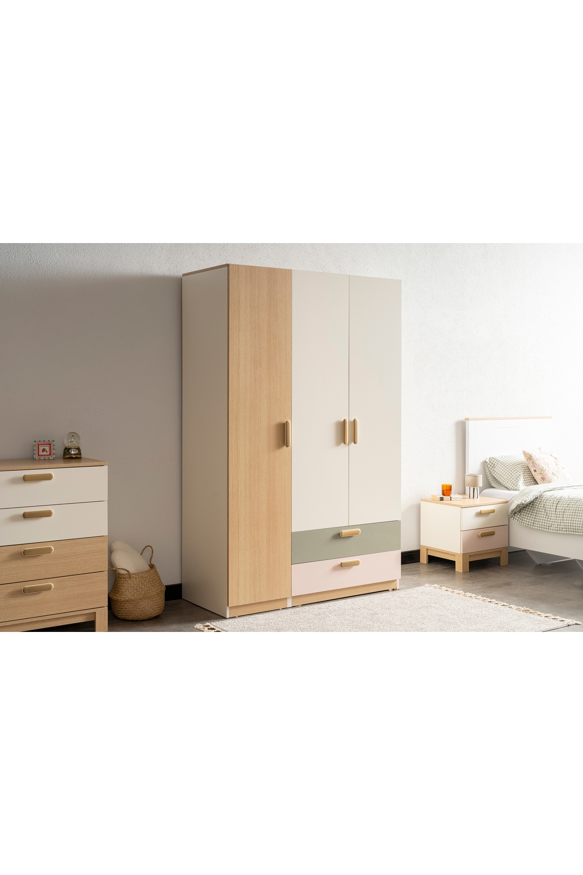 Vivense MOKİDO ÇEKMECELİ GARDIROP, 3 KAPAKLI, MEŞE AYTAŞI fotoğrafı 2 (önizleme)