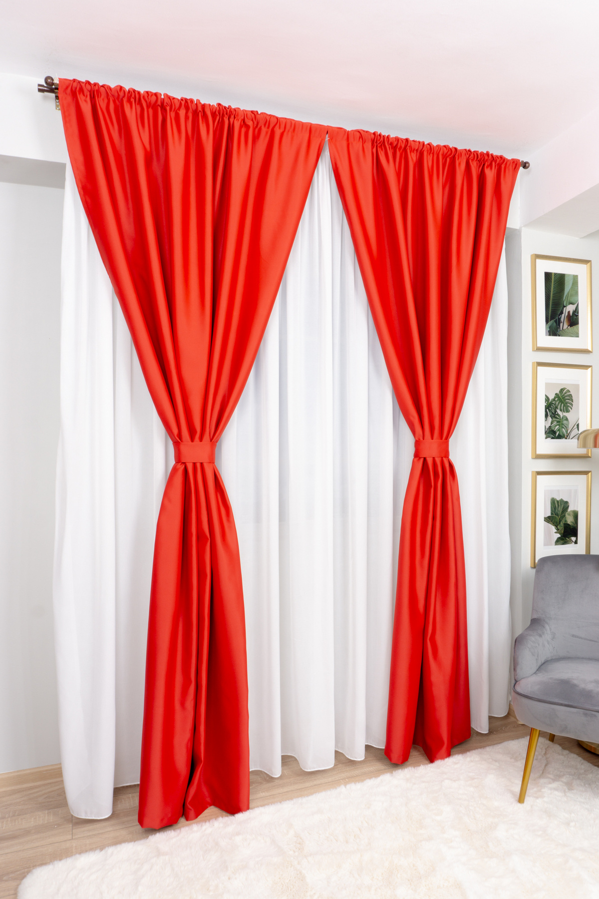 Harnicuta-Set of 2 Refined Red Blackout Curtains with Rejansa, Choice of Dimensions: Width x Height 1