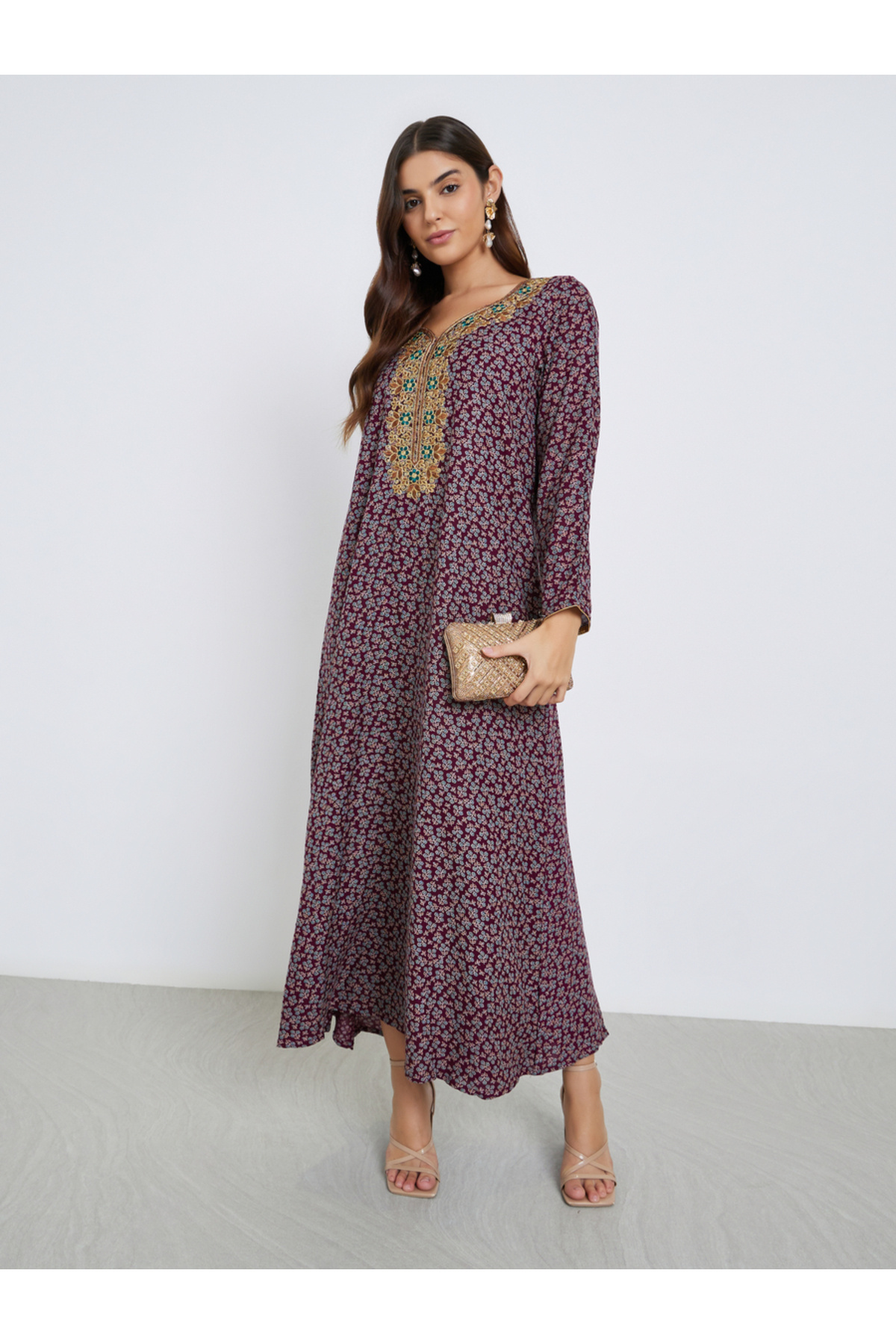 Maxim Creation By Styli-Multi Thread Embroidery Jalabiya with All Over Print 2