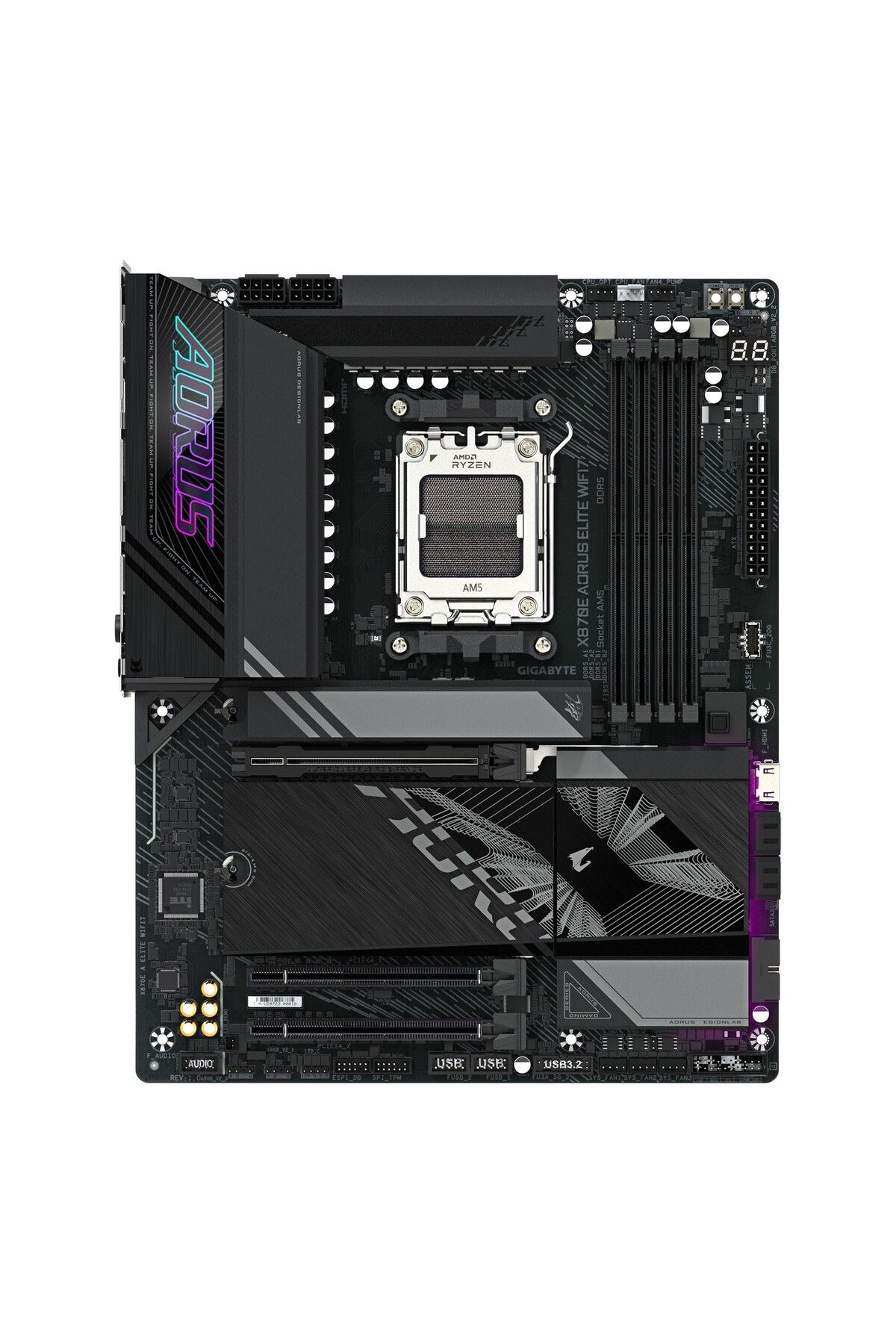 Gigabyte-Placa de baza GIGABYTE X870E AORUS ELITE WIFI7, AMD X870E, AM5, ATX, DDR5 2
