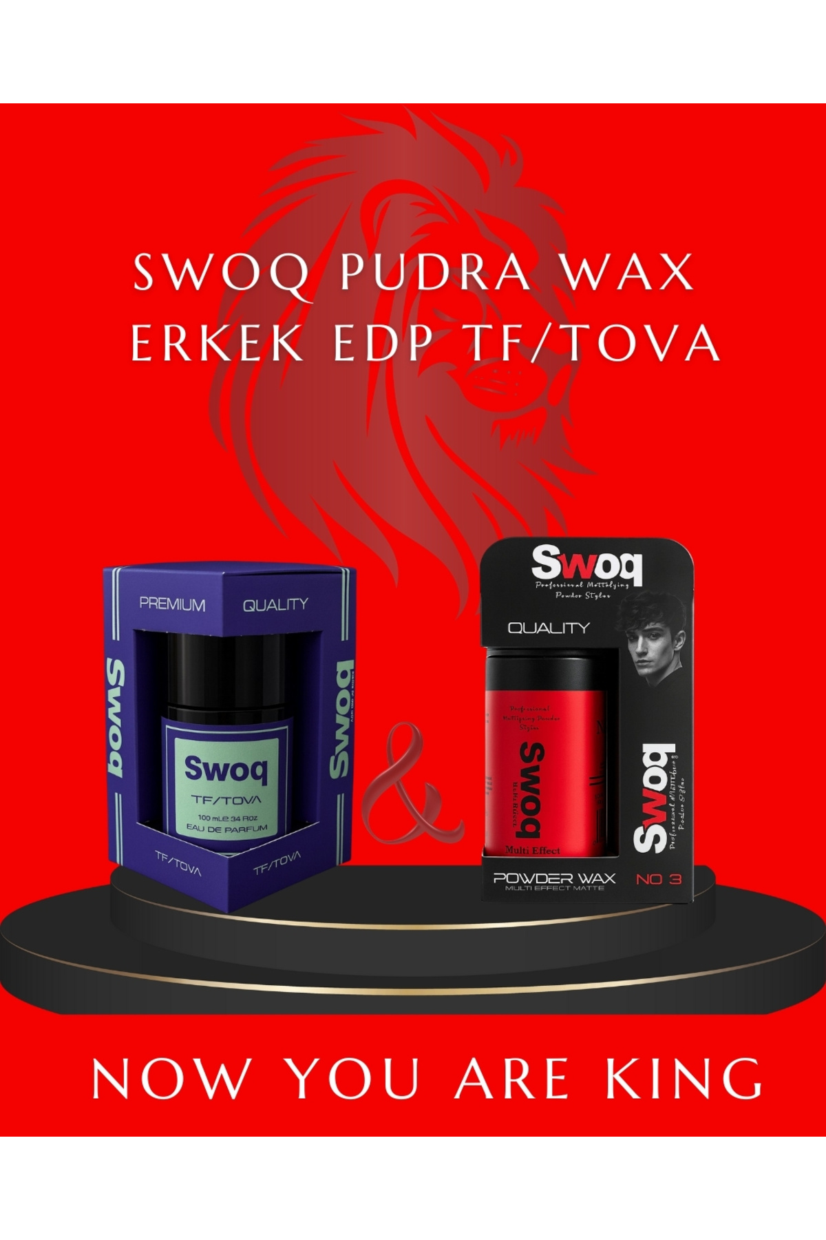 SWOQ PUDRA WAX NO:3 SAÇ ŞEKİLLENDİRİCİ 20GR & ERKEK PARFÜM EDP 100 ML TF/TOFA