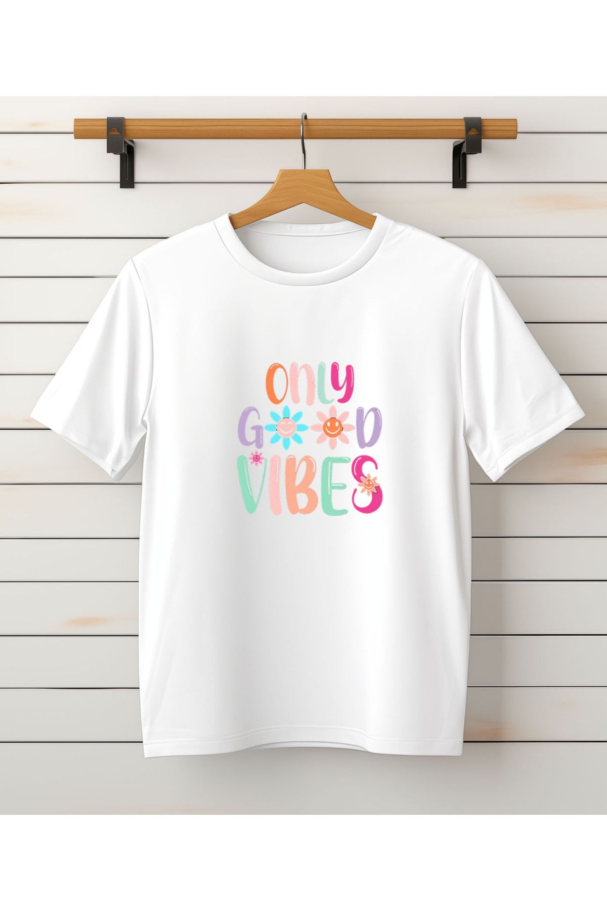 ASELİNDA-Only Good Vibes Printed Mother-Daughter Matching T-Shirt (Add 2 Items to Make a Matching) 3