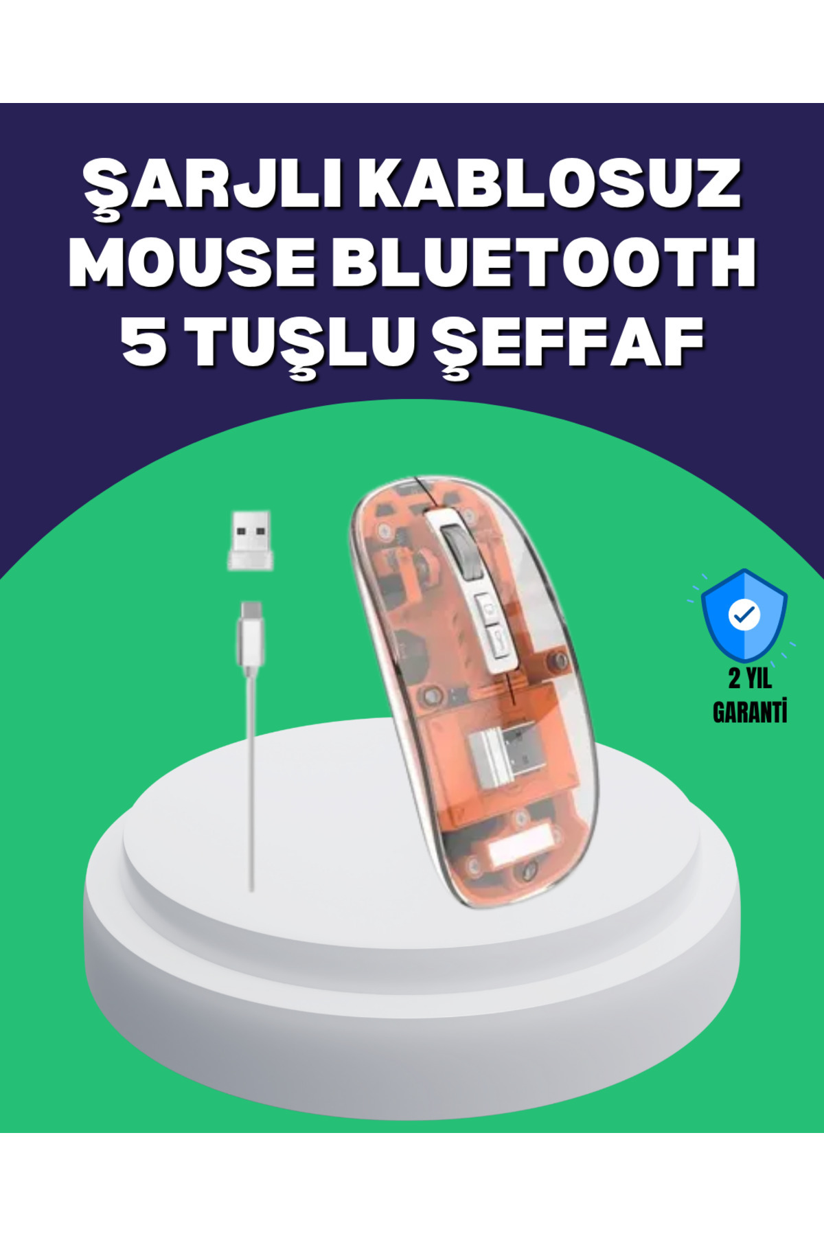 Ronanna Sessiz ve Ergonomik Kablosuz Fare - 30 Gün Kullanım, 2 Modlu Bağlantı