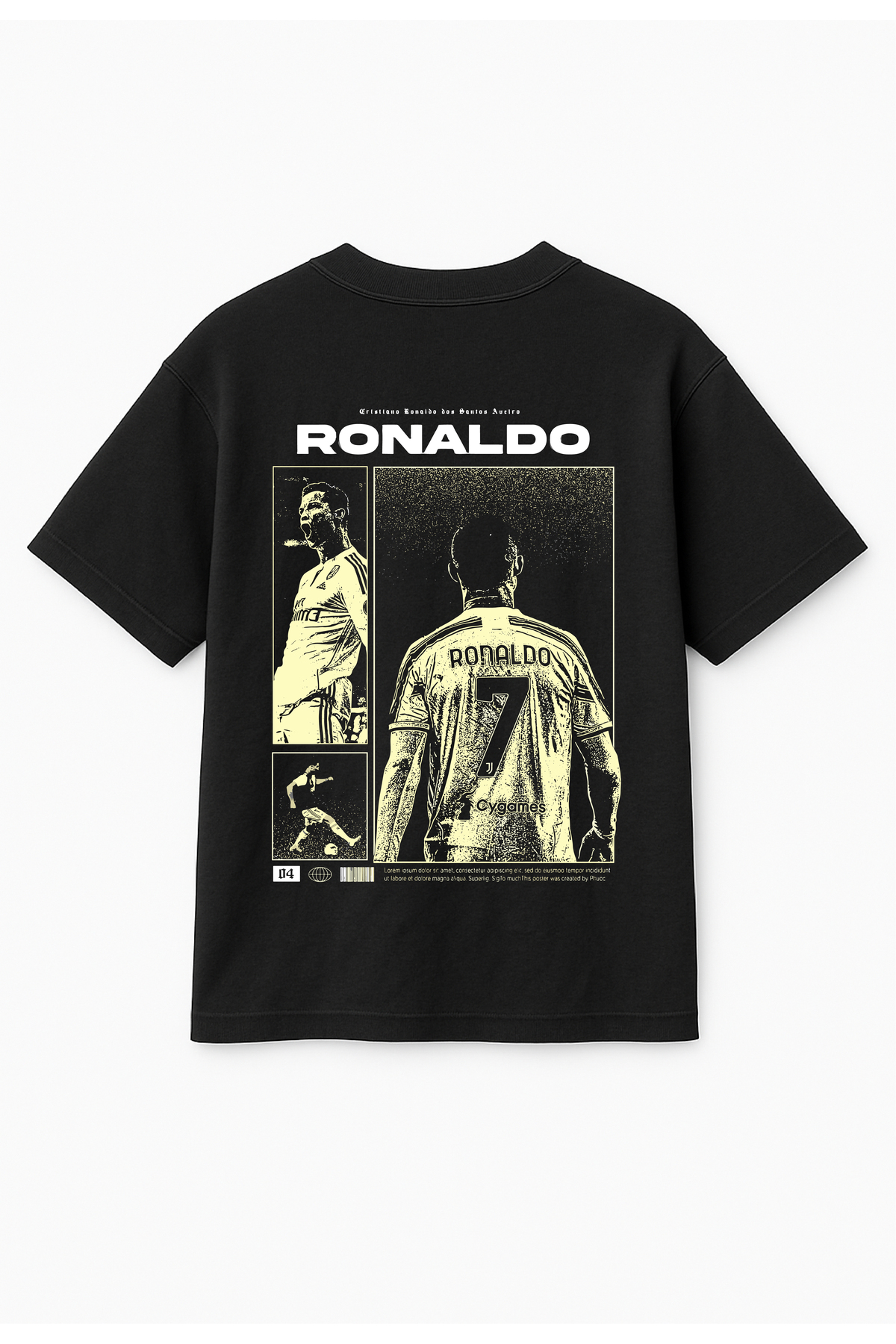 Altair Tr Oversize Black Unisex Ronaldo Printed T-Shirt T-Shirt