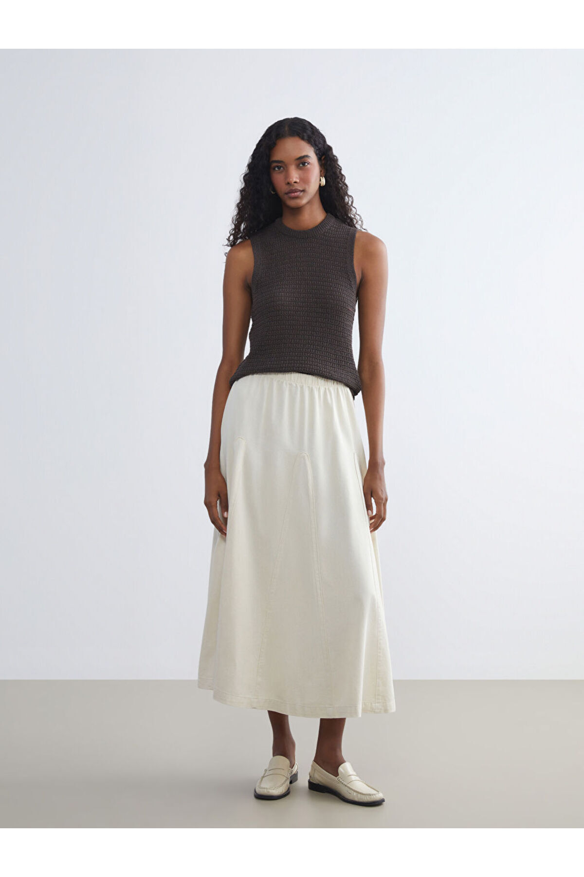 LC Waikiki-Create Your Style with Uzg Store |   Elastic Waist Flared Jean Skirt 1