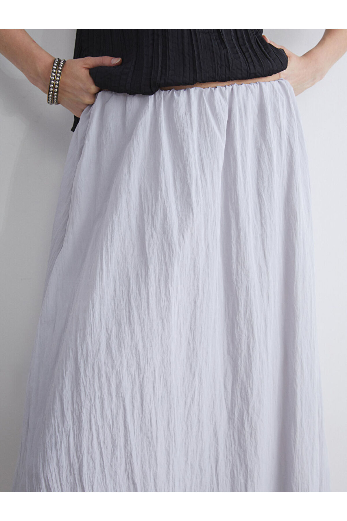LC Waikiki-Create Your Style with Uzg Store |   Textured A-Line Skirt with Elastic Waistband 3