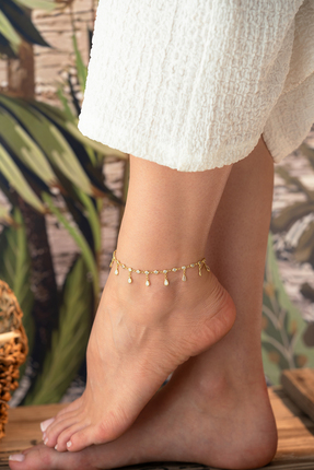 Silvano Jewelry 925 Ayar Gümüş Suyolu Damla Taşlı Halhal