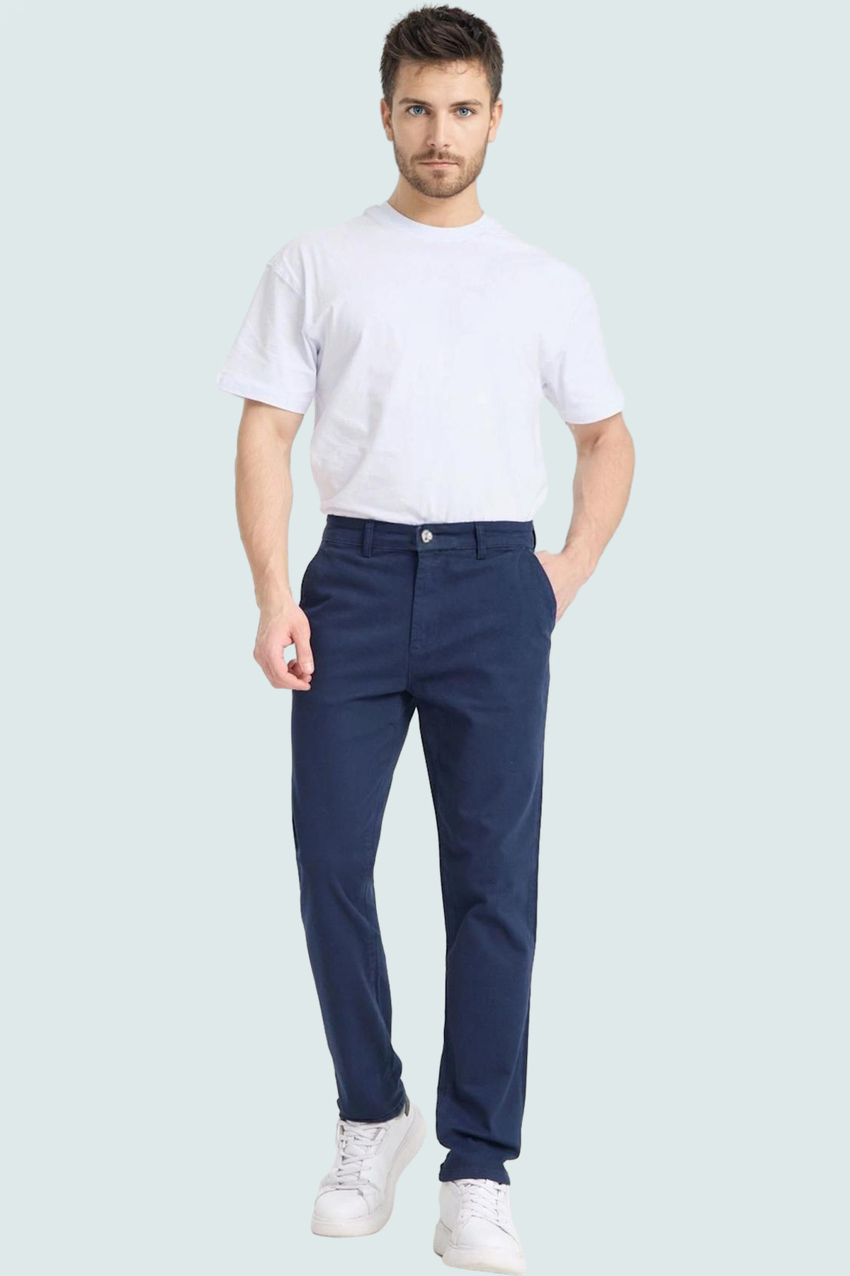 Erkek Moda Chino Pantolon Boru Paça Straight Kalıp Günlük Kombinler Hafta Sonu Kullanım