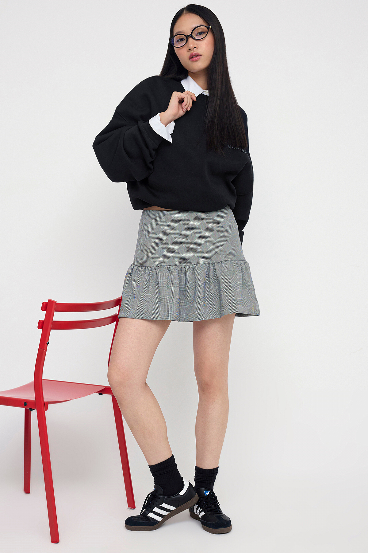 Trendyolmilla  Teen Gri Ekoseli Balon Kalıp Şort Etek Şort & Bermuda TWOAW26SR00013 - Görsel 2