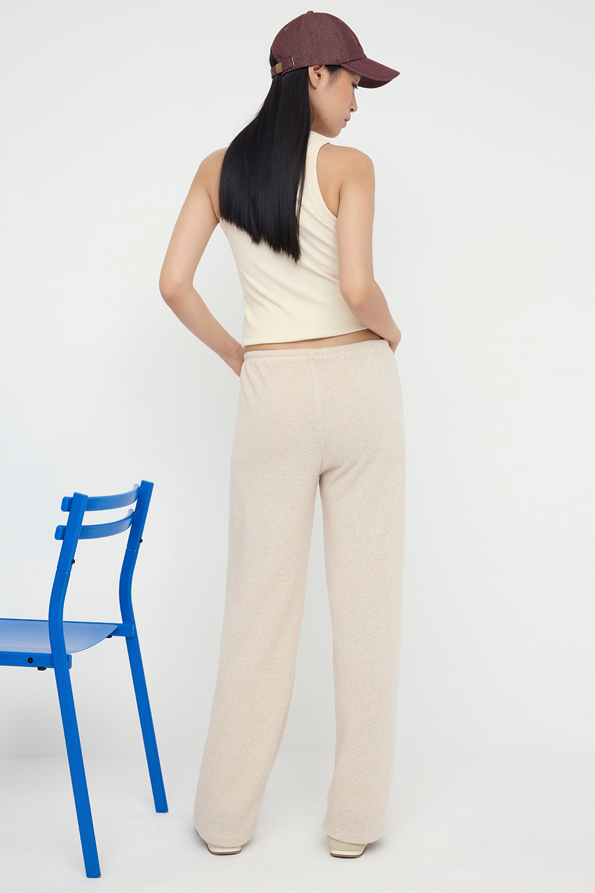 Trendyolmilla  Taş Yumoş Wide Leg/Geniş Paça Bağlama Detaylı Esnek Örme Pantolon TWOAW26PL00025 - Görsel 4