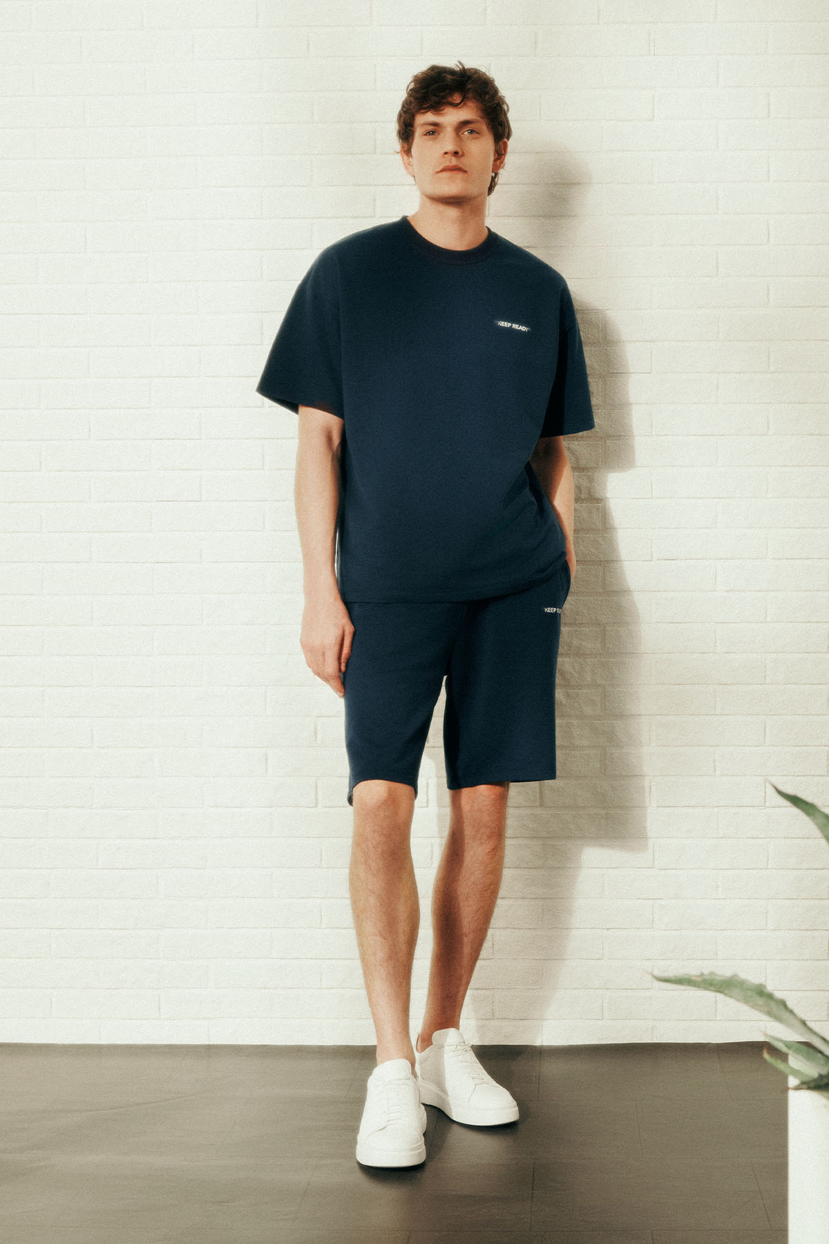 AC&Co / Altınyıldız Classics Erkek Lacivert Pamuklu Comfort Fit Rahat Kesim Baskılı Beli Bağlamalı Yan Cep Eşofman Takımı