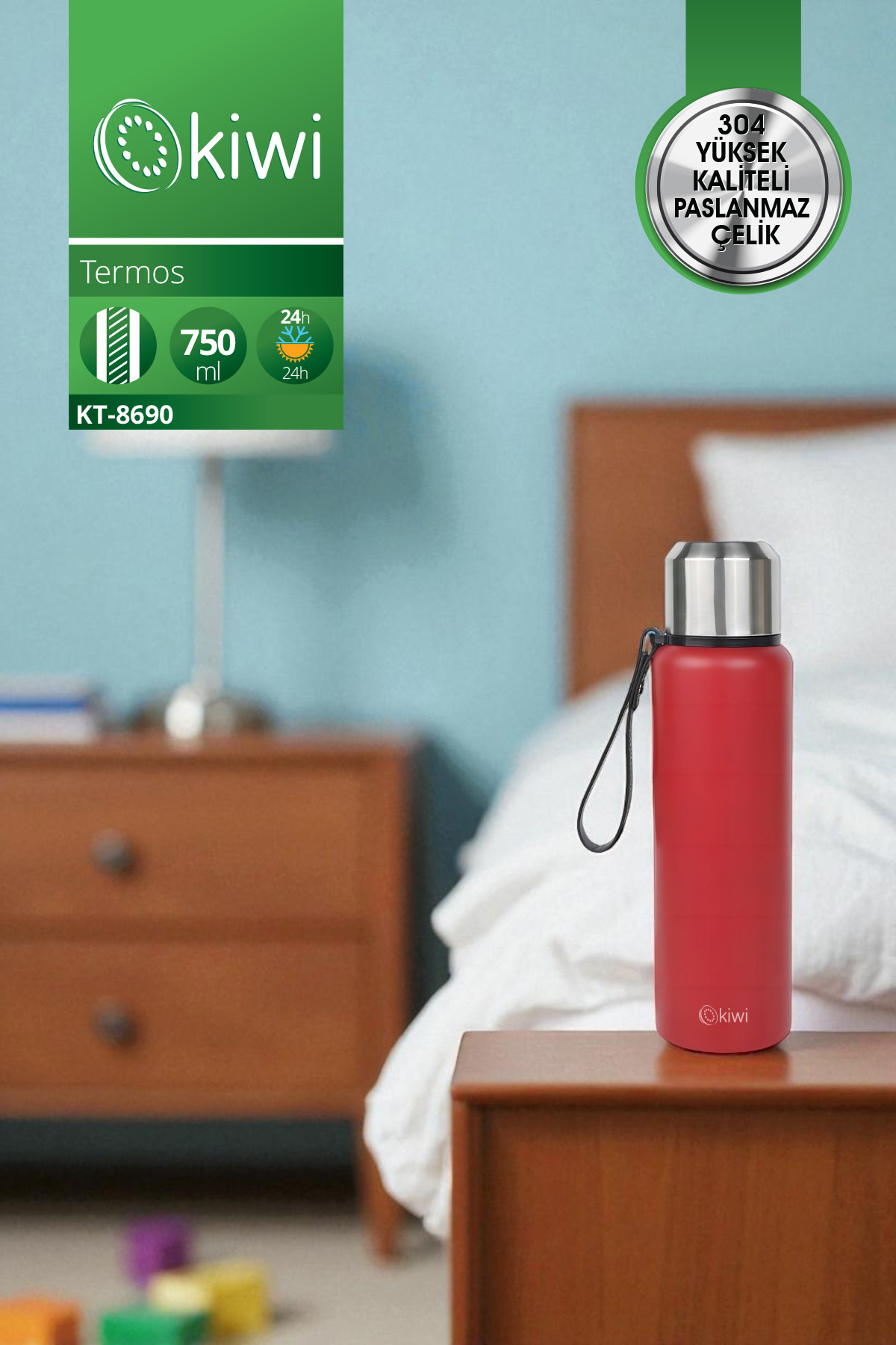 Kiwi-Double Layer Stainless Steel 750 ml Thermos with CupCamping Baby Food Thermos 1