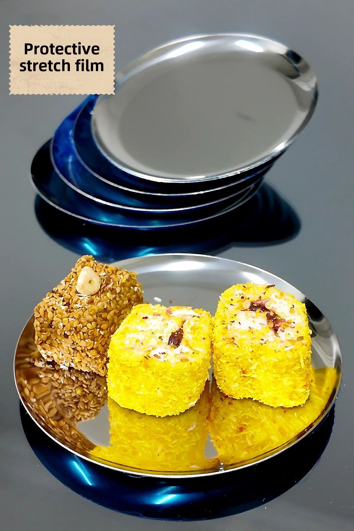 Yaren Style-6 Pcs Mini Silver Color Stainless Steel |   Dessert, Treat Cookie Plate 12cm 3