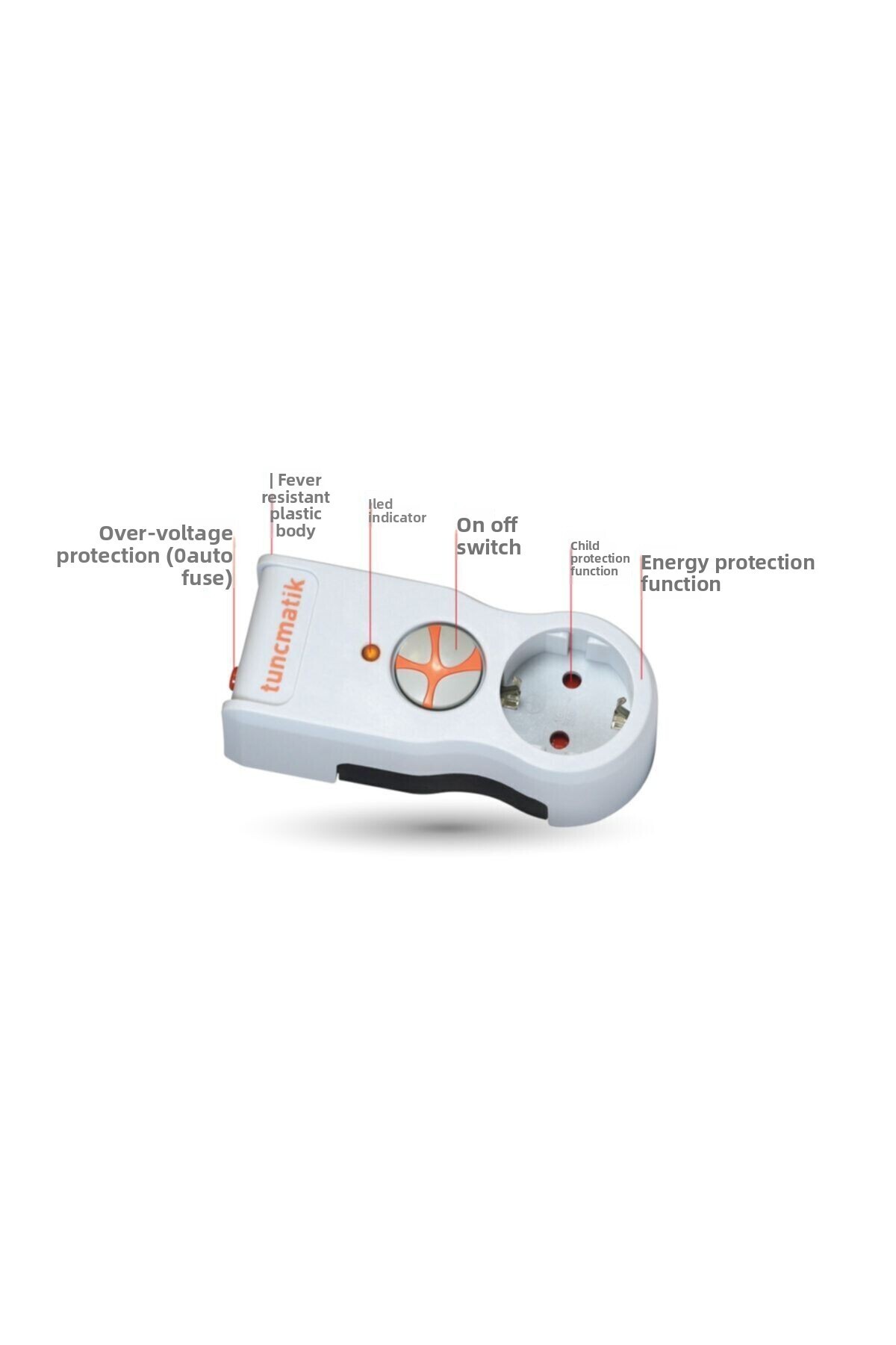 Tunçmatik-مقبس حماية الطاقة Powersurge 1 قطعة أبيض 525 جول (tsk5078) 4