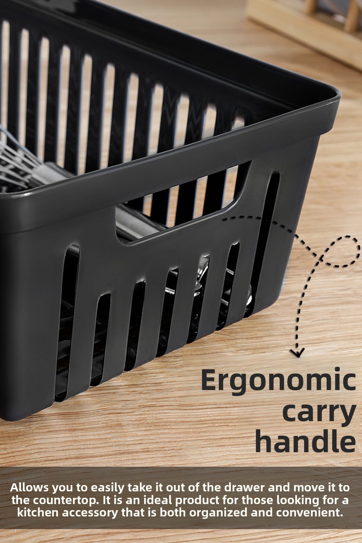 Meleni Home Σετ 4 αρθρωτά μαχαιροπήρουνα - Organizer κουζίνας Συρταριέρα Organizer Μαχαιροπήρουνα Μαύρο