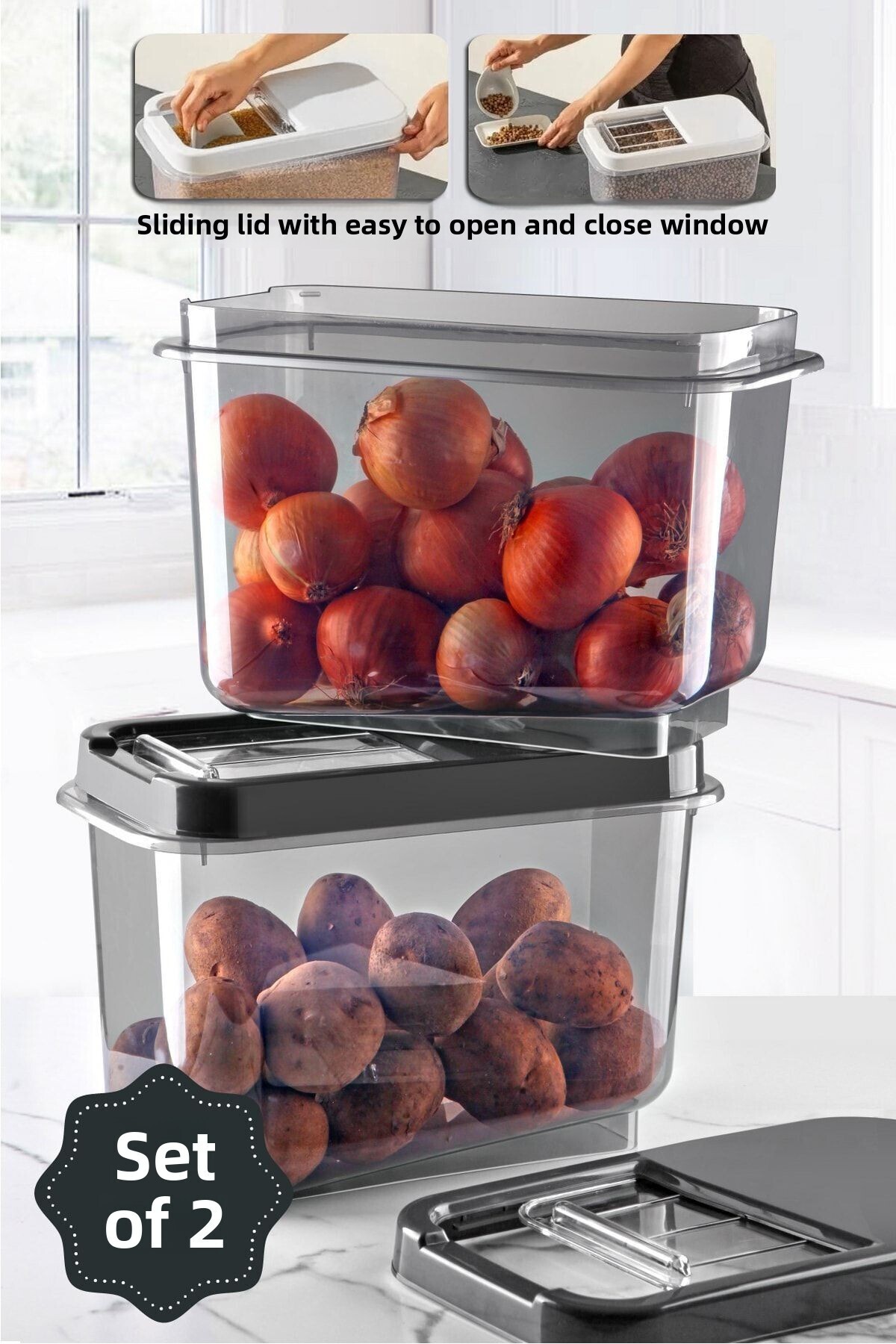 Vienev-Set of 2 Multibox 10 Liter Maxi Storage Container with Slide Lid Anthracite 1