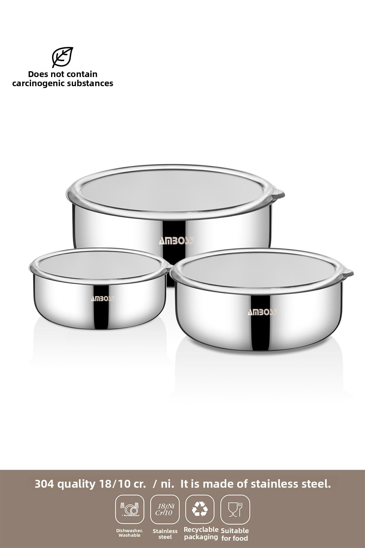 Amboss-Bella 14-Piece Stainless Steel Saucepan Milk Jug Storage Container Set Compatible with All Stovetops 3