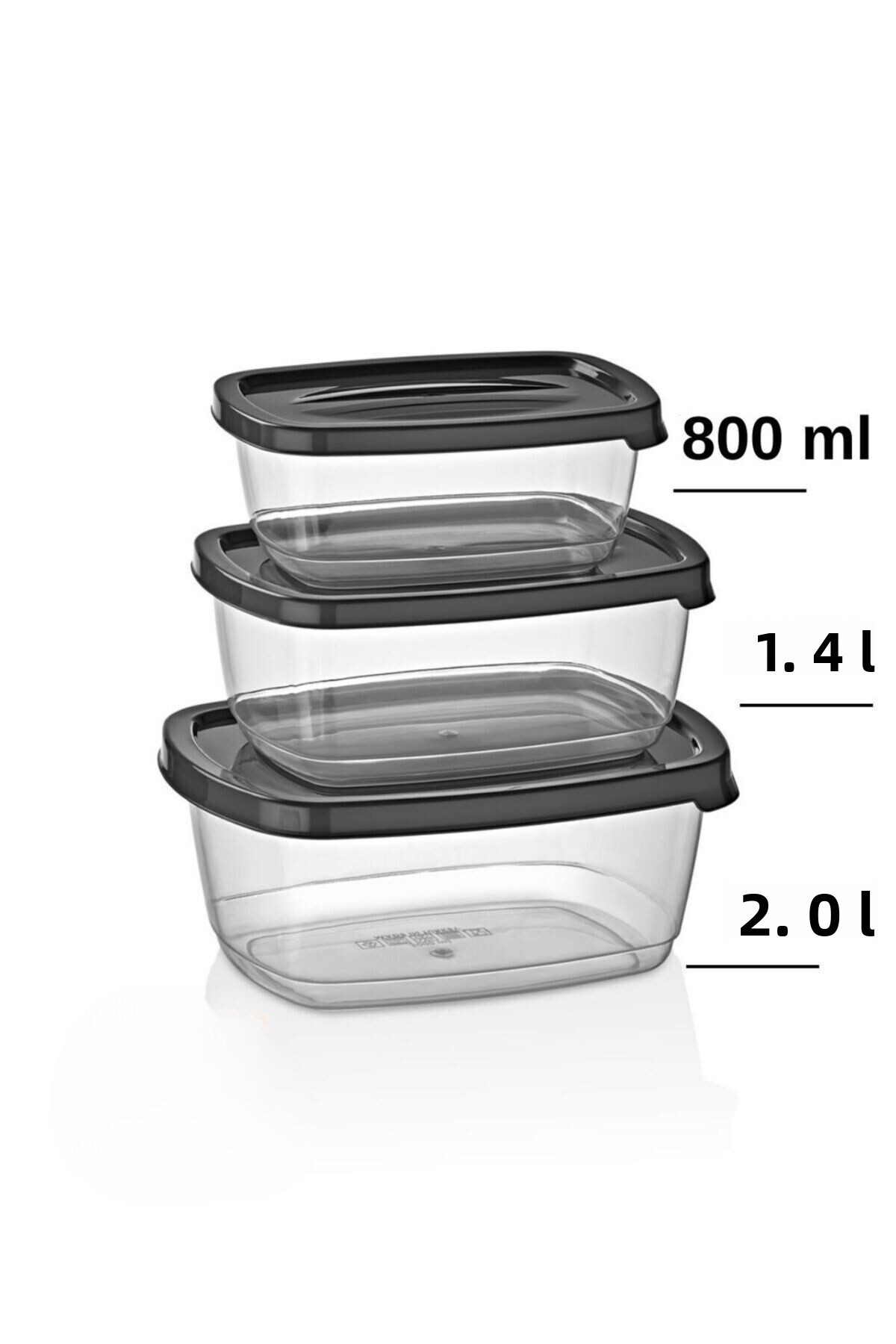 Mapple Home-3-Piece Storage Container with Lid 800 ml - 1.4 Lt - 2.0 Lt Food Storage Box 2