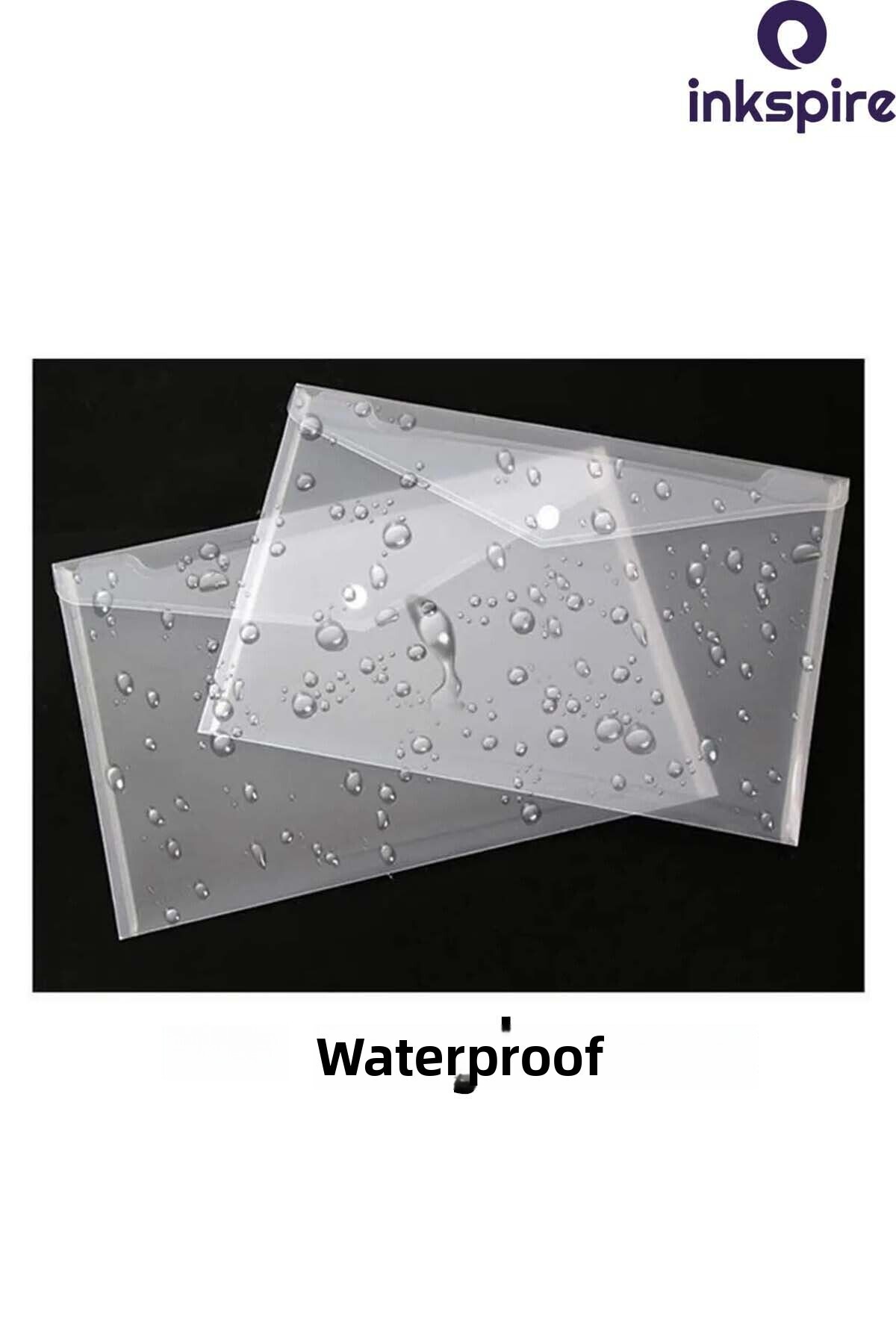 inkspire-A3 Transparent Snap-On Envelope File - 2 Large Size Snap-On Transparent Buttoned Paperwork 4