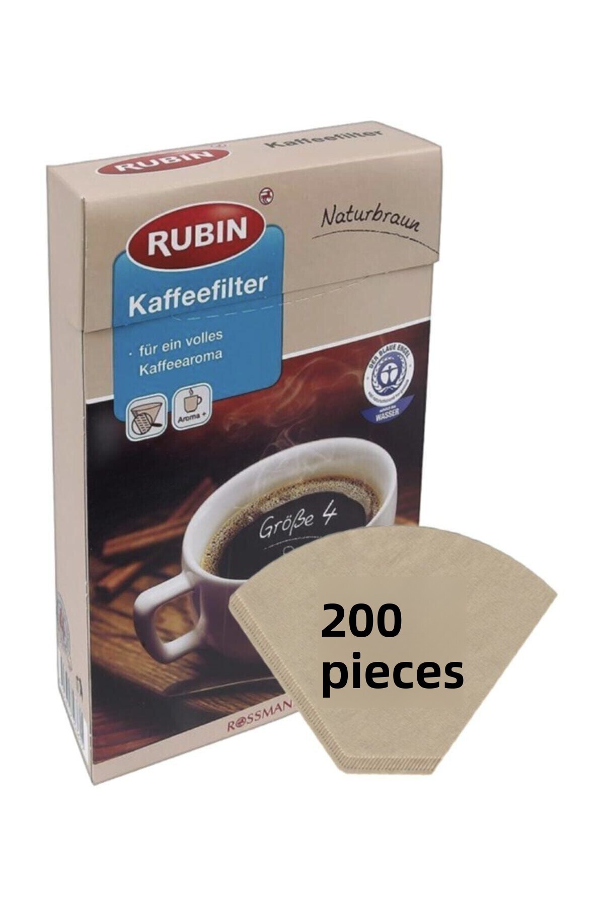 Rubin-Coffee Filter Number 4 Large Size Natural Paper 200 Pieces 1