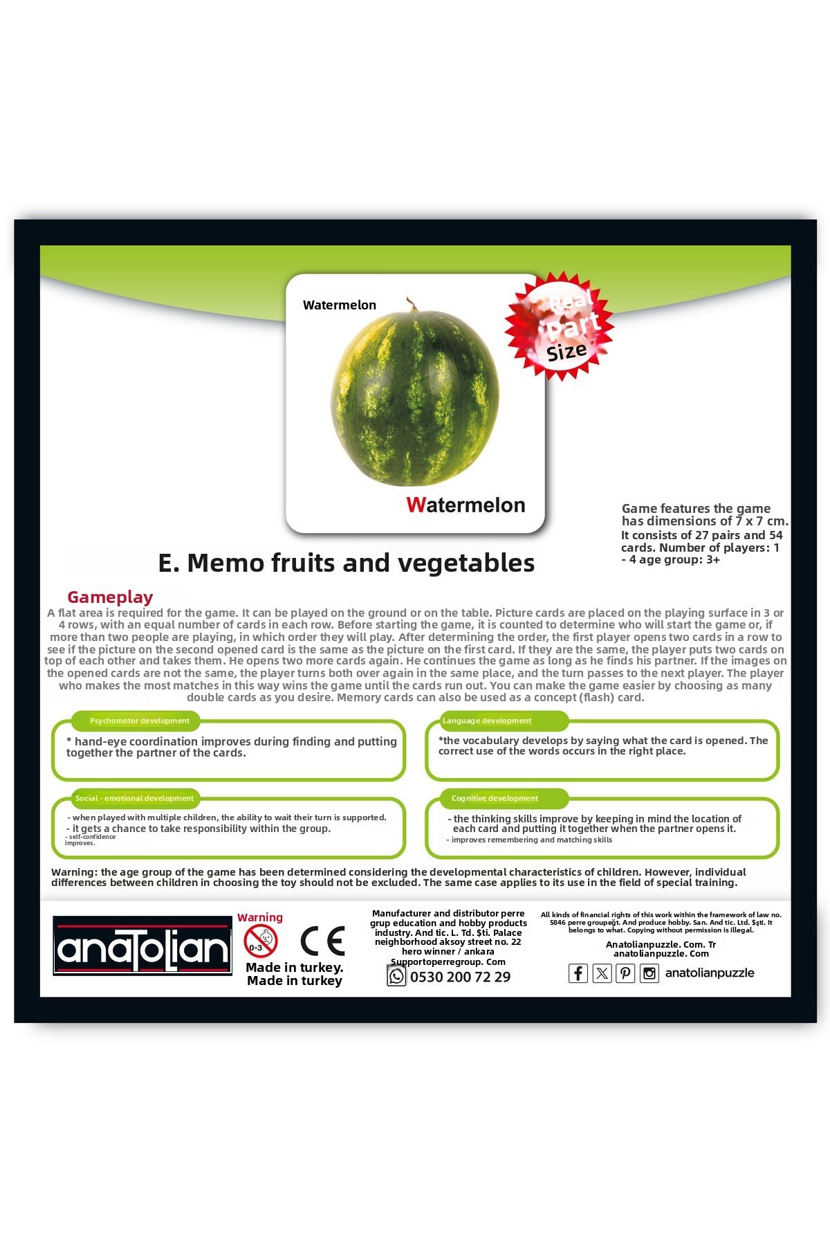 میوه‌ها و سبزیجات - بازی حافظه‌ای ۵۴ تکه ۷۴۰۶