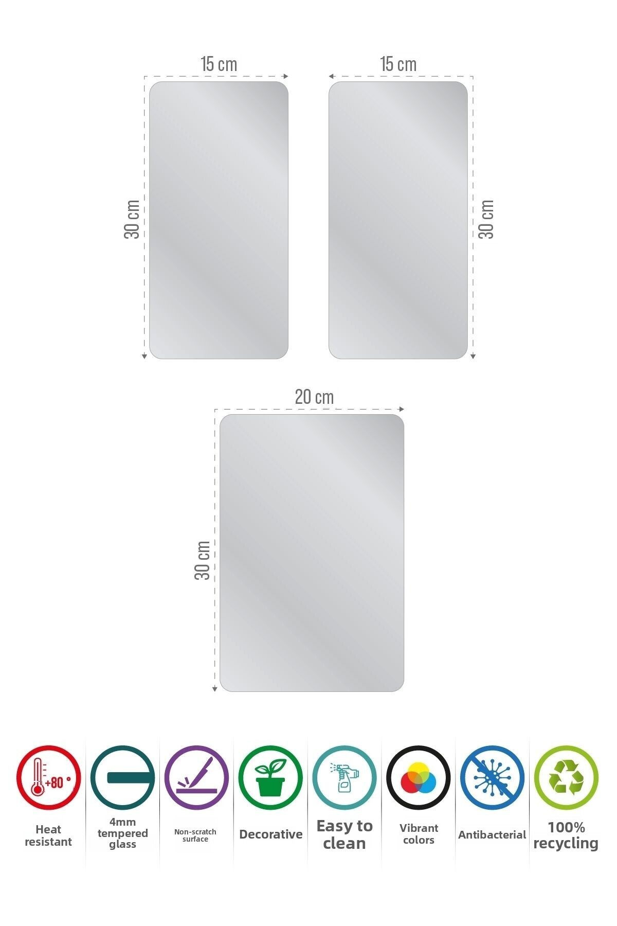 Decovetro-New Year's Pattern - Set of 3 Rectangular Plaid Plates, Glass Presentation Service 3